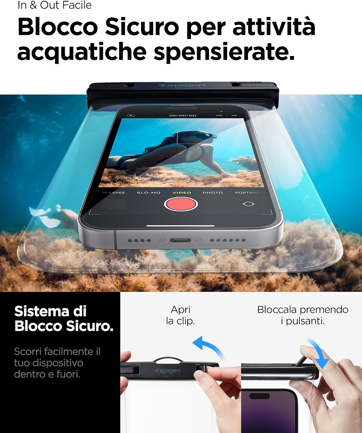 Detalle de Spigen Aqua Shield A601 custodia impermeabile per smartphone IPX8 (fino a 7,0") trasparente, 2 pezzi