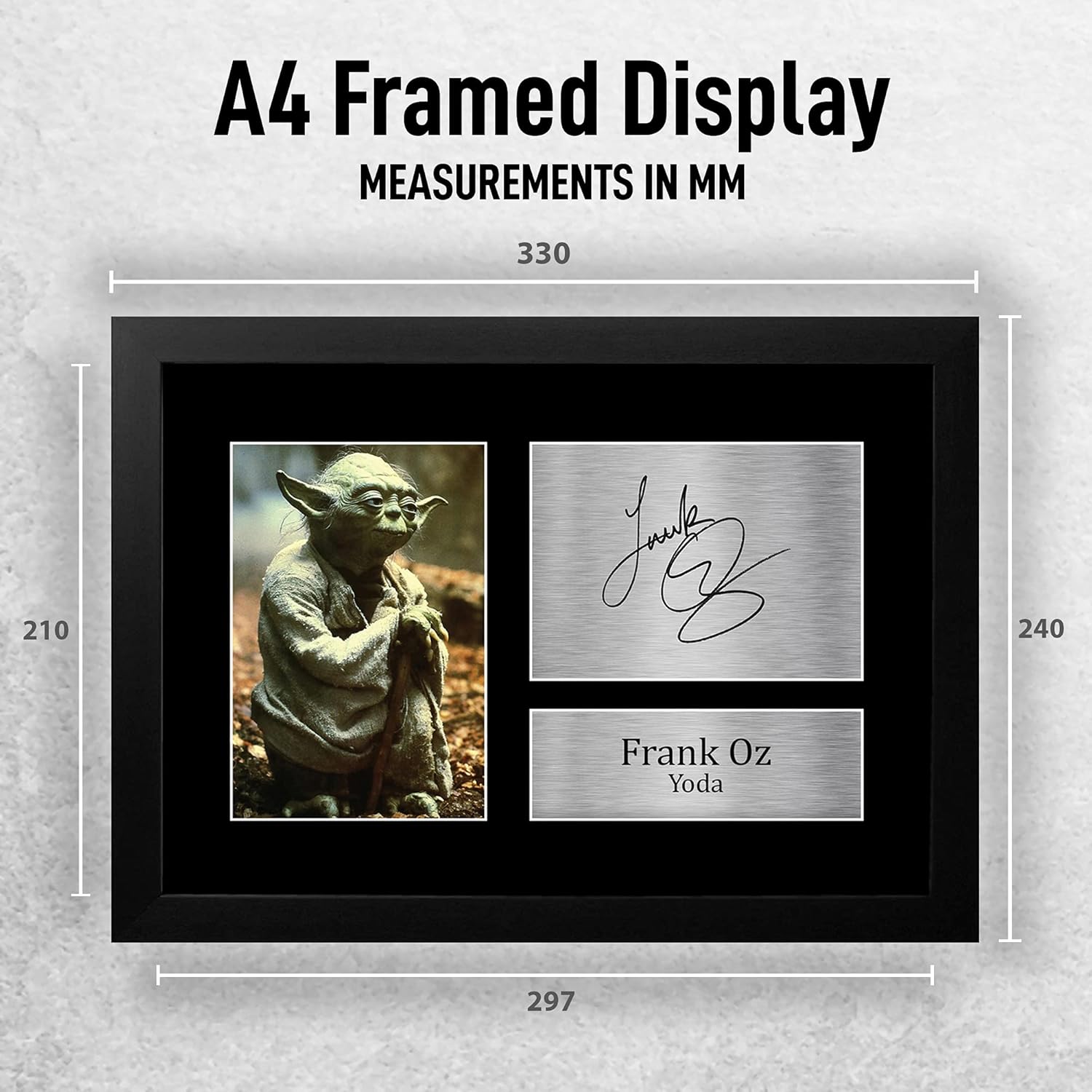 Thumbnail 1 de HWC Trading Frank Oz signed framed A4 Star Wars Yoda print gift (FRAMED A4)