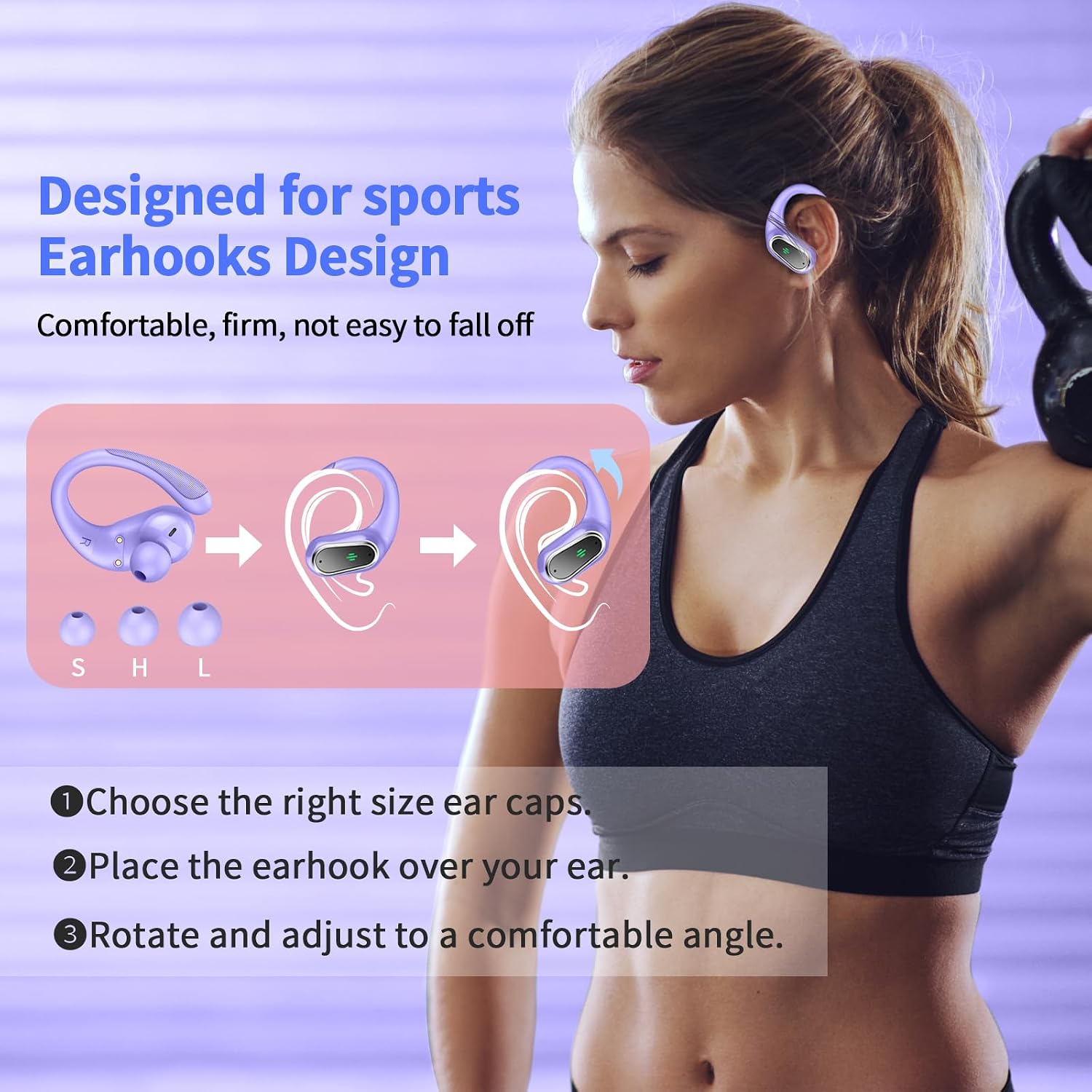 Thumbnail 3 de Rolosar Bluetooth Sport-Kopfhörer mit Noise Cancelling (ENC), Bluetooth 5.4, IP7 und bis zu 50 Std. Spielzeit