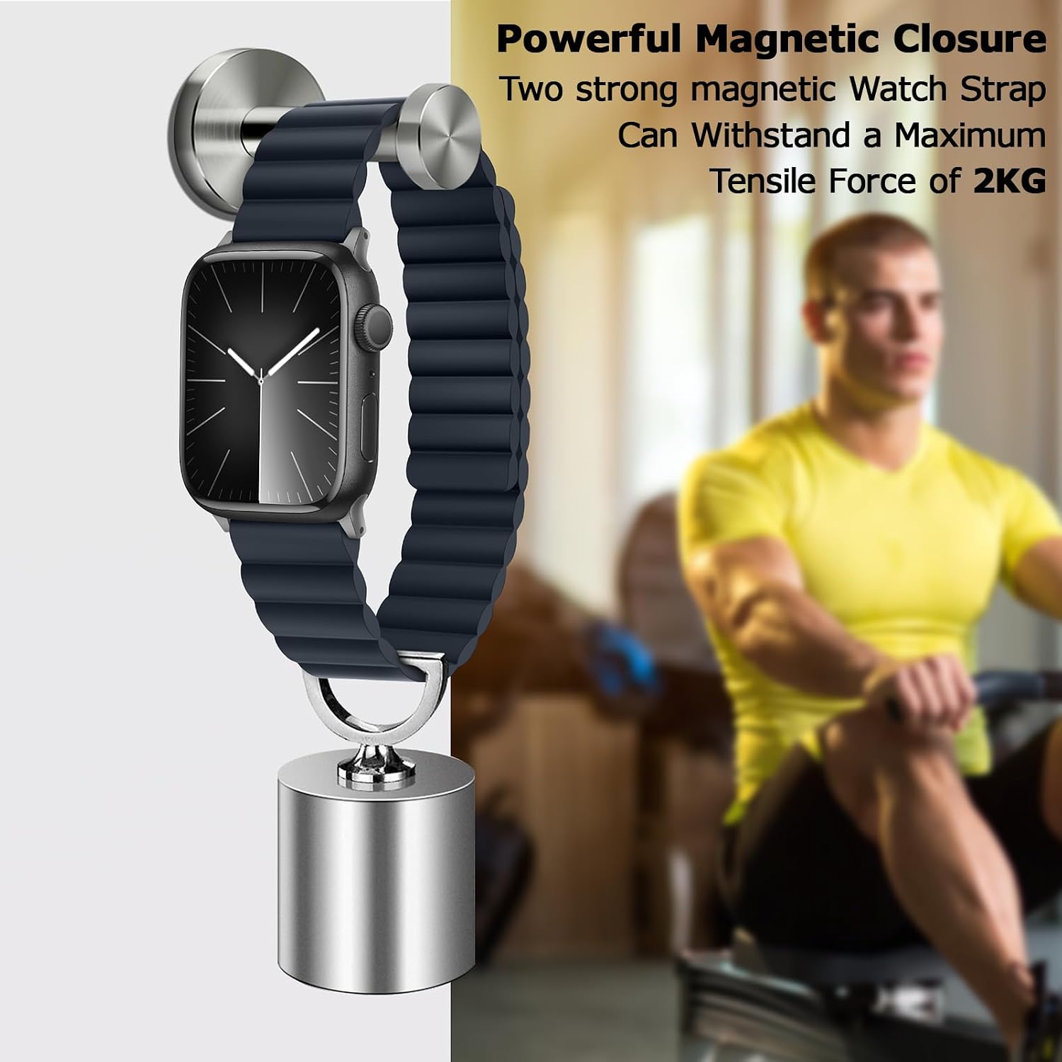 Thumbnail 3 de Tasikar Magnetic Straps for Apple Watch (Navy Blue) Silicone Band with Magnetic Closure – 49mm/46mm/45mm/44mm/42mm compatible