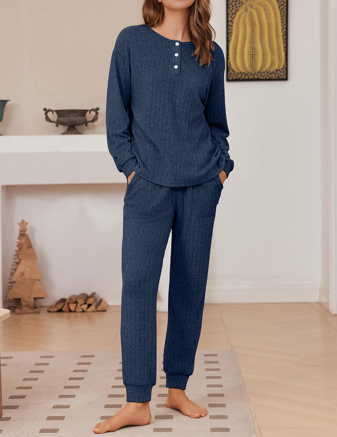 Detalle de Ekouaer Women's Knit Pajama Set