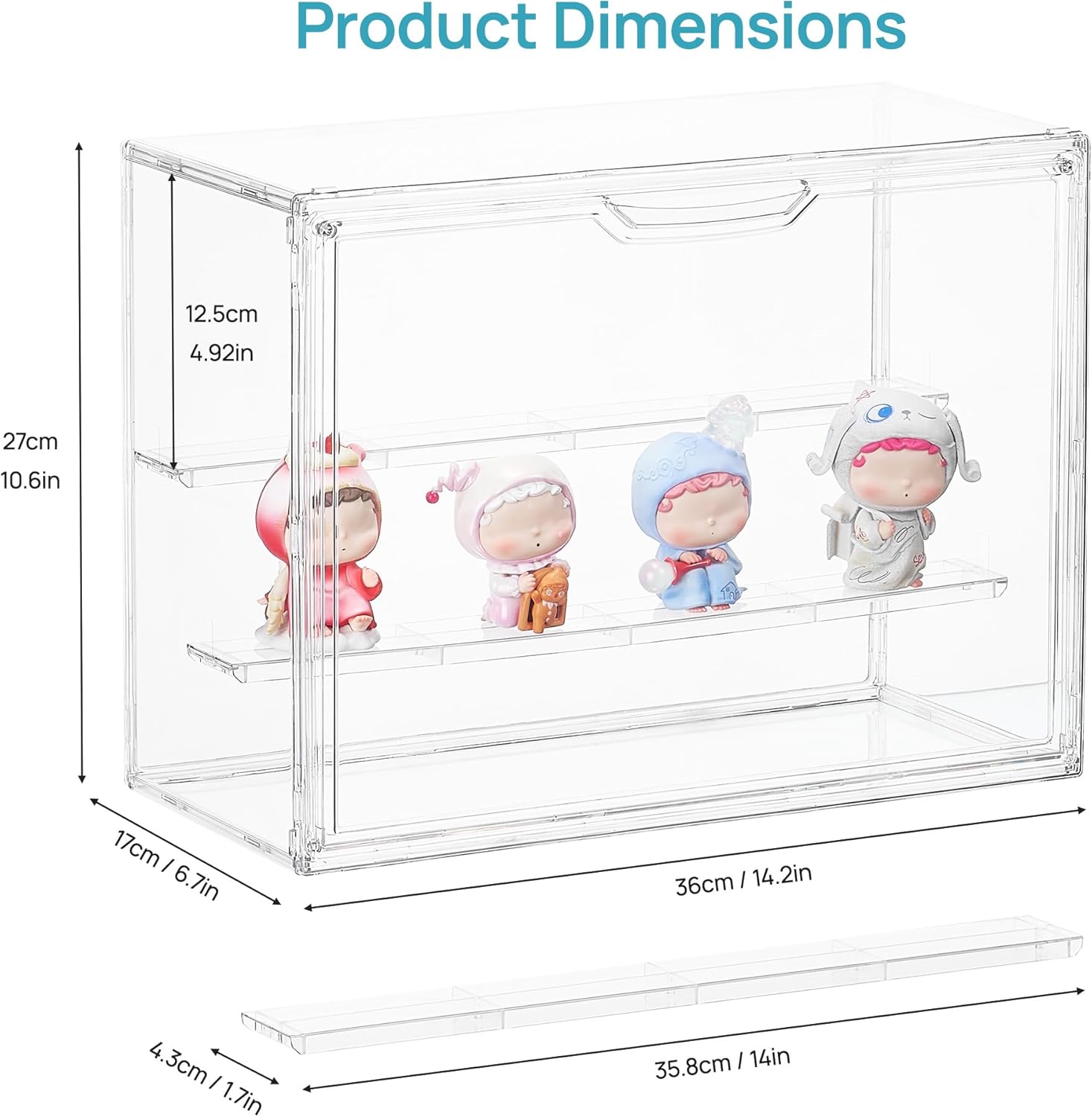 Thumbnail 1 de Vtopmart 4 Pack Acrylic Display Case: Stackable, Magnetic Door, Adjustable Shelves