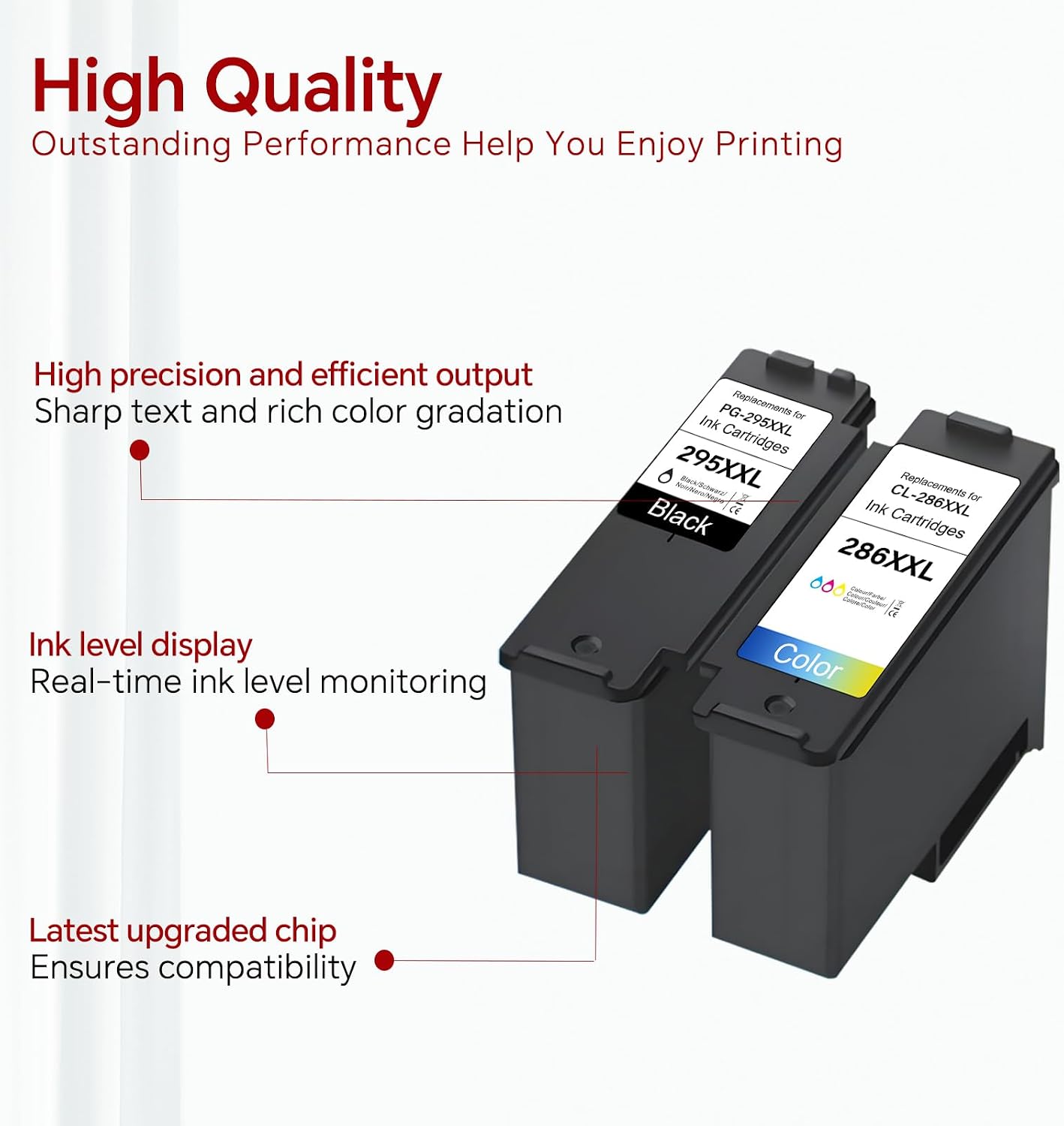 Thumbnail 6 de DCOKBO PG-295XXL / CL-286XXL High-Yield Ink Cartridge 2-Pack for Canon PIXMA