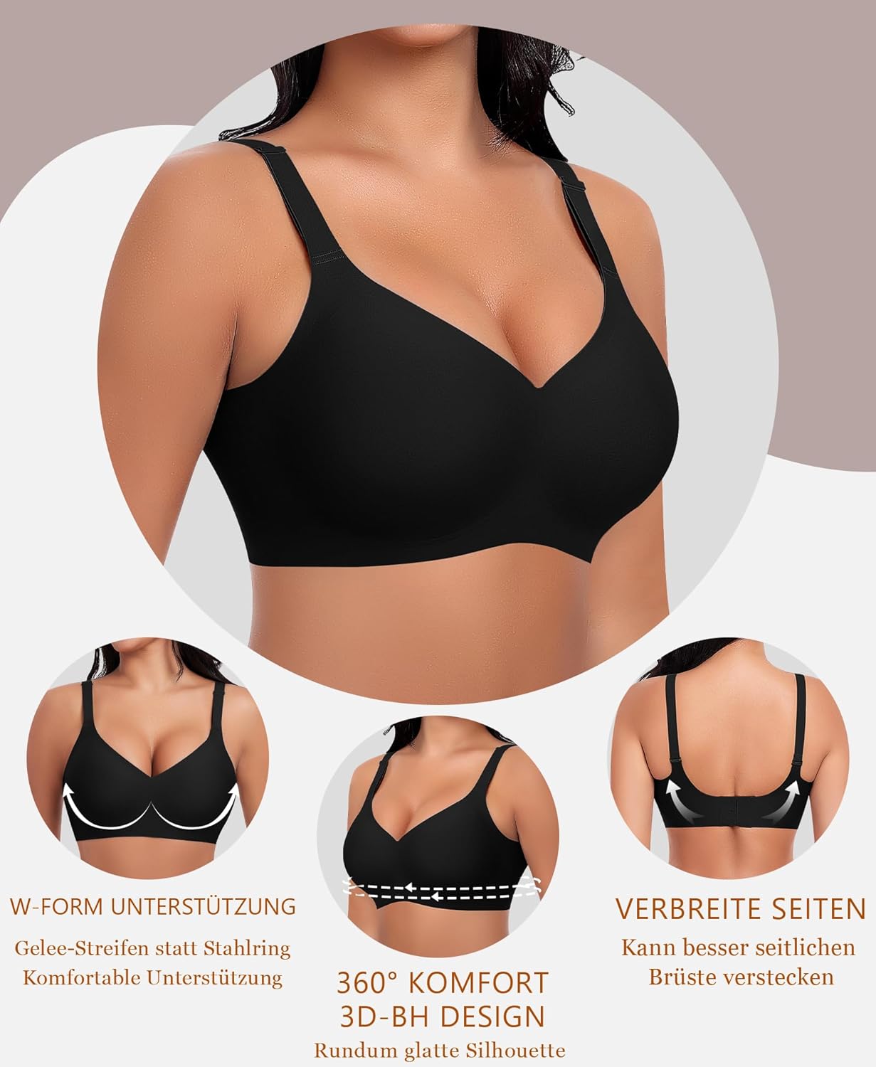 Thumbnail 3 de Ganado Damen BH Ohne Bügel Nahtloser Bralette mit V-Ausschnitt – Komfort und Unterstützung