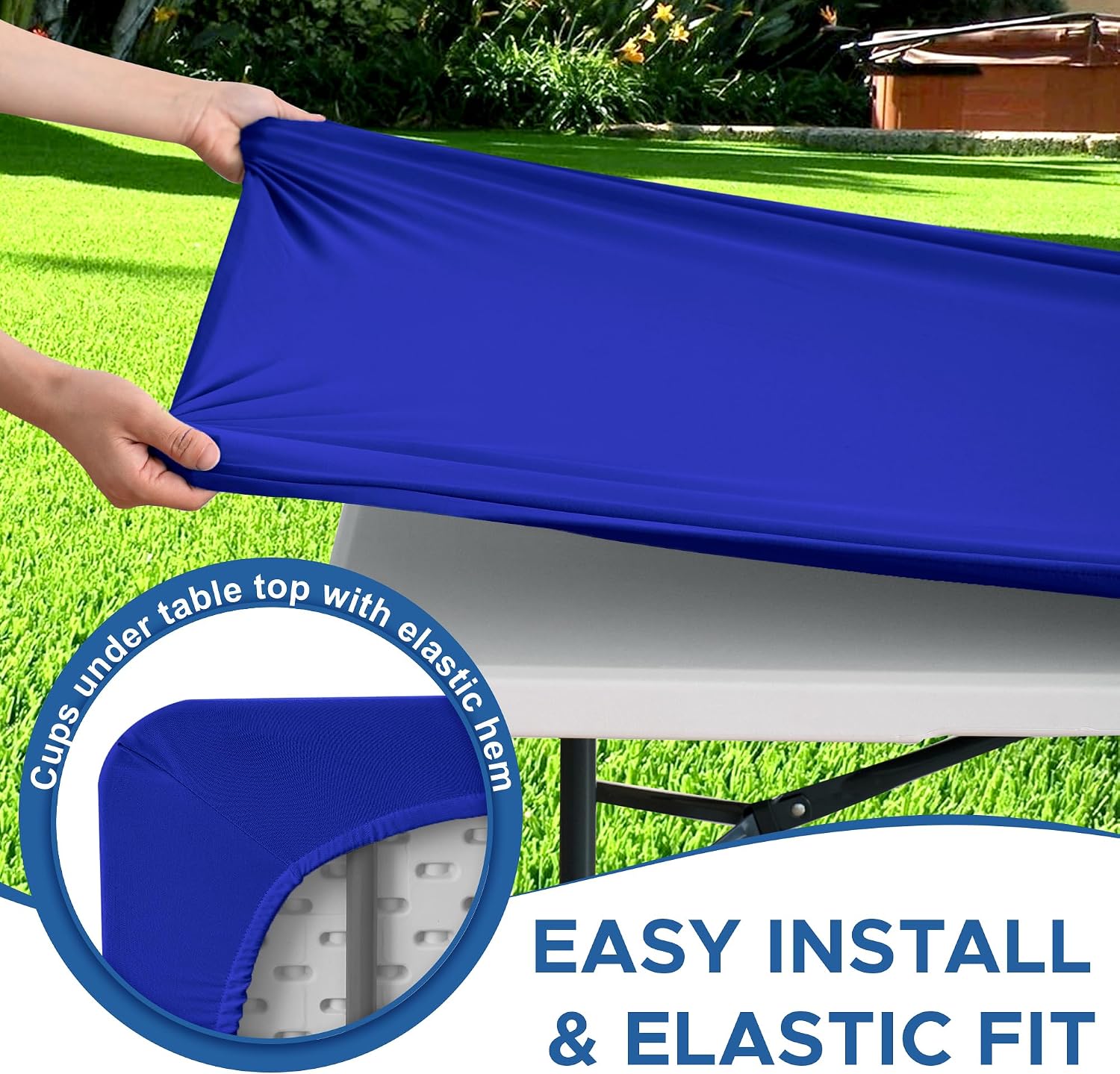 Thumbnail 4 de Enjoyidea Spandex Table Cover 6ft 6 Pack Royal Blue