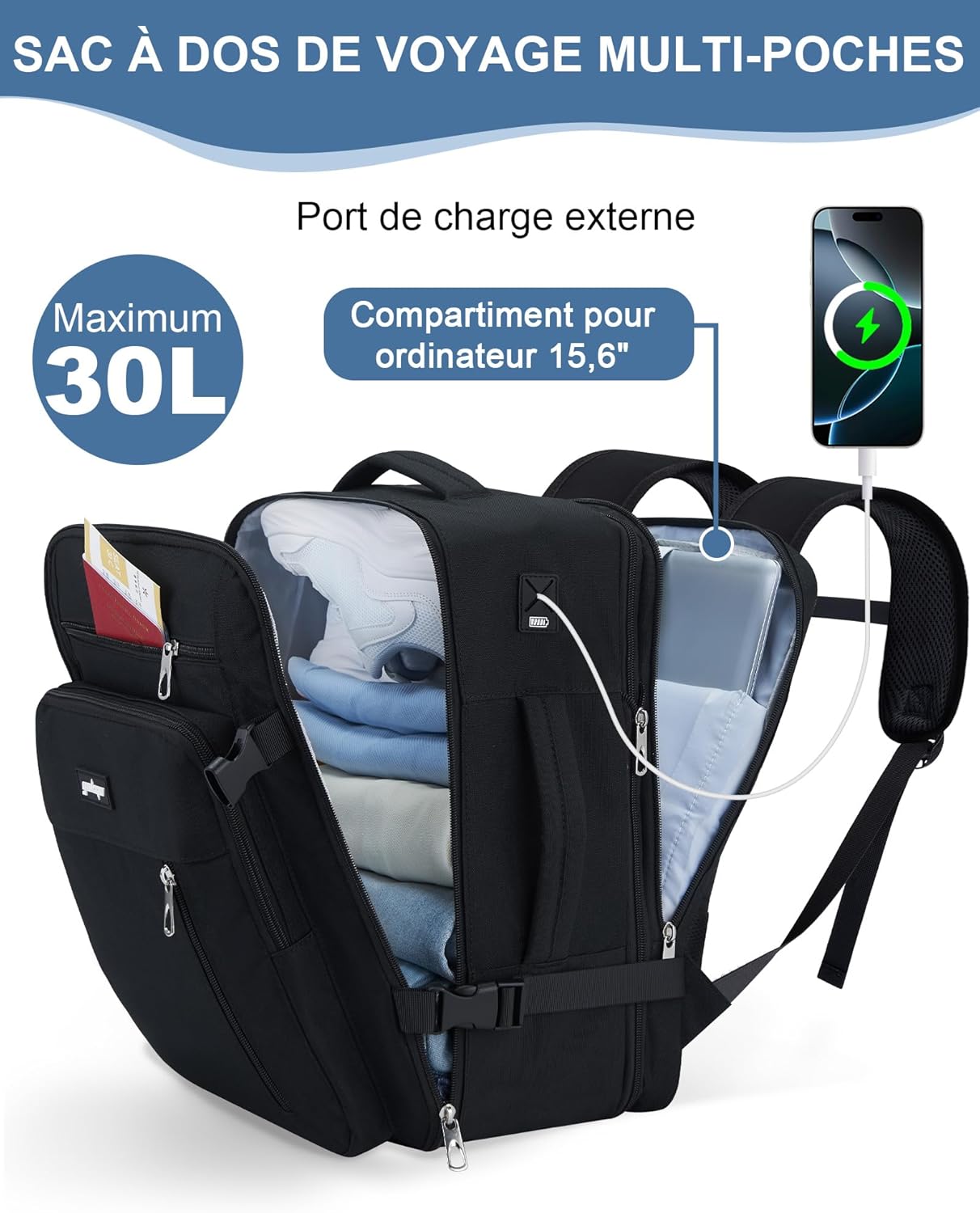 Thumbnail 3 de YOKGO Sac cabine Voyage 40x30x20 extensible