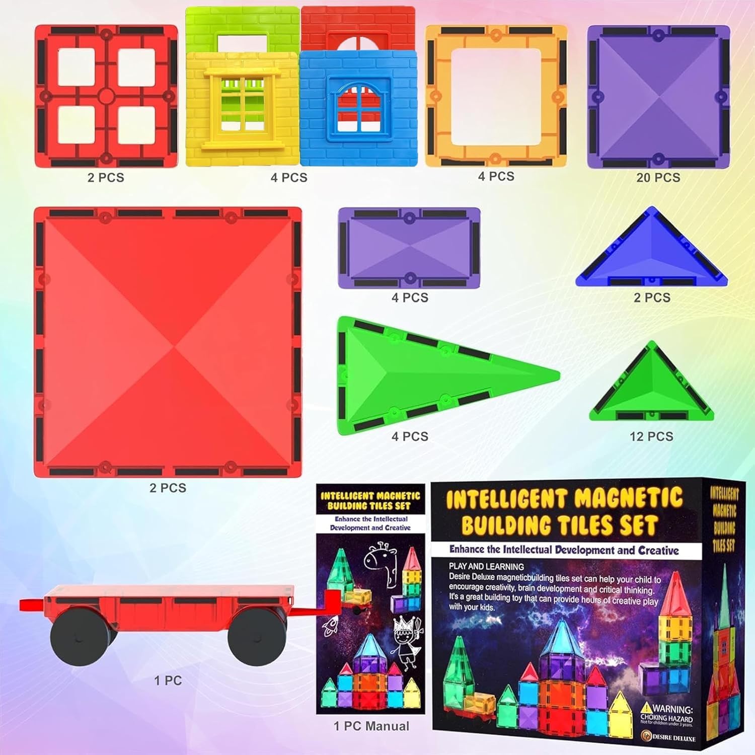 Detalle 2 de Desire Deluxe Magnetische Kachel-Bausteine 57 Teile đź§©