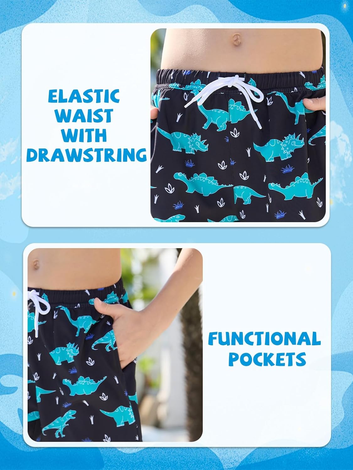 Thumbnail 5 de Vorvowry boys quick-dry swim shorts with cartoon print and drawstring