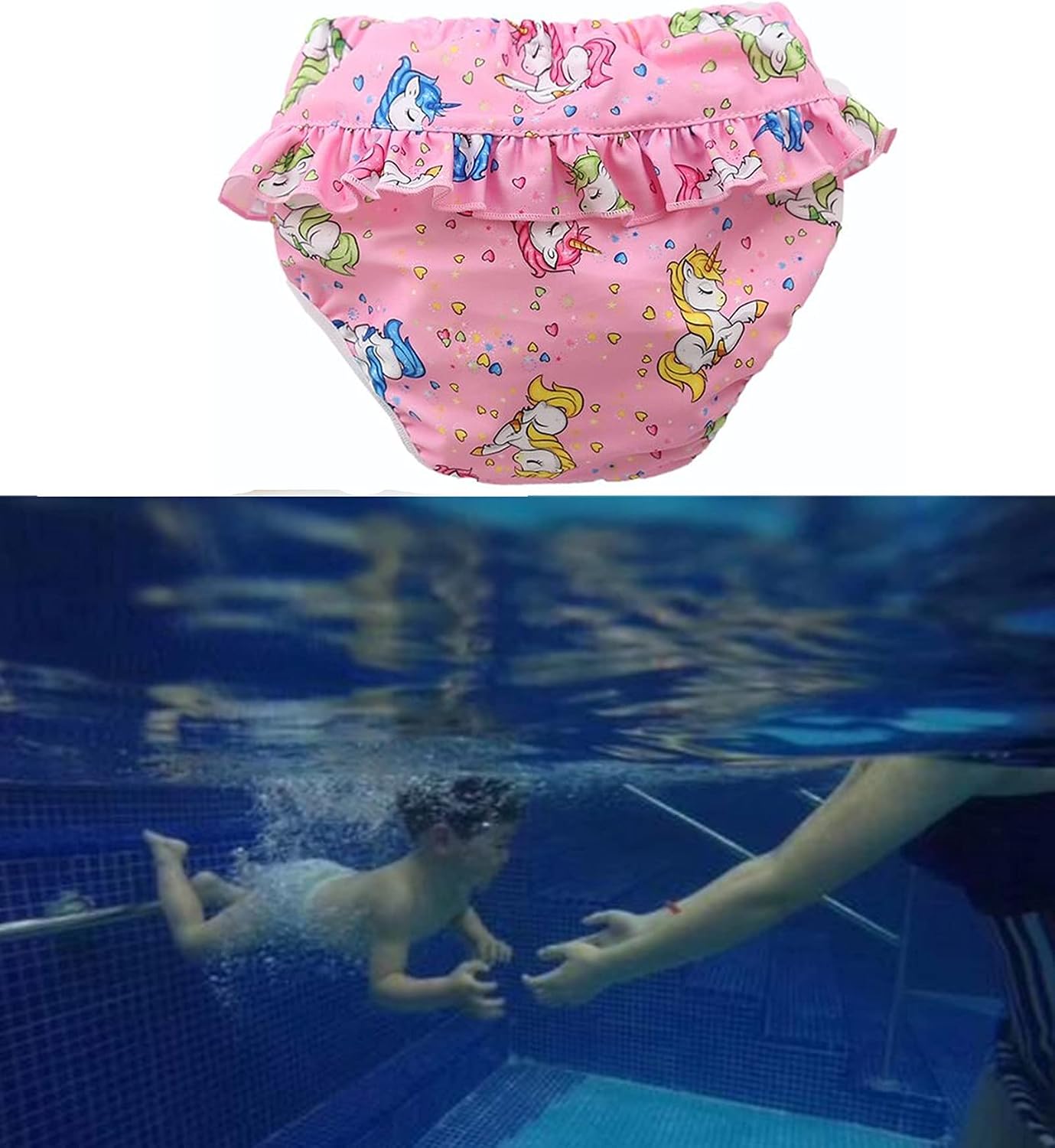 Detalle de Ziemlich Schwimmwindel mit Rüschen – auslaufsichere, wiederverwendbare Badewindelhose für Babys (0–2 Jahre,D Farbe d, 22–28lb)