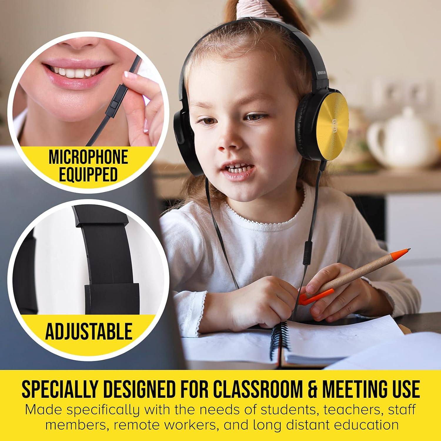 Thumbnail 1 de Premium Classroom Headphone with Microphone 5 Pack