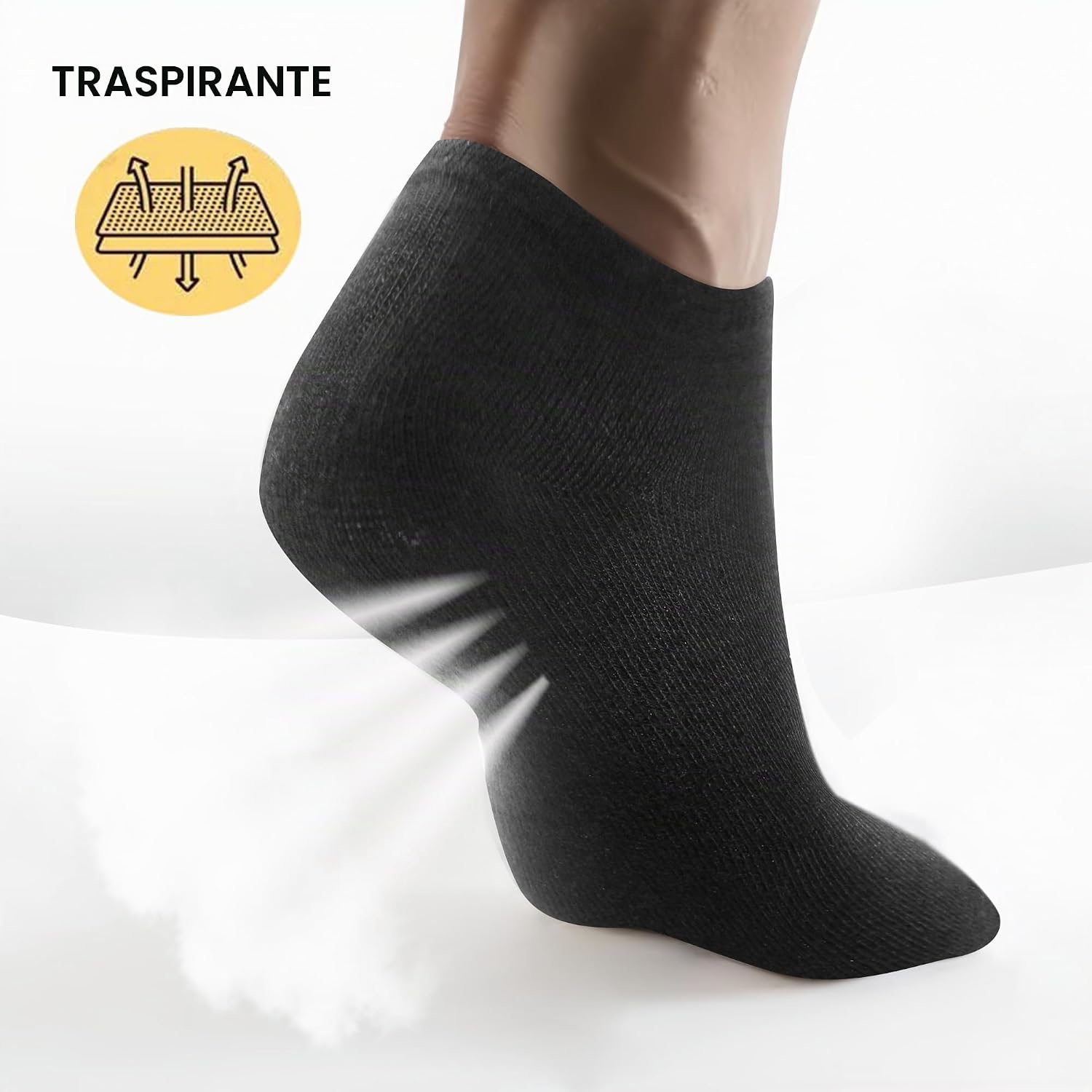 Detalle de Lakpoau 12 Paia Calzini Corti Uomo & Donna Unisex 35-38 – Cotone Traspiranti, Antiscivolo