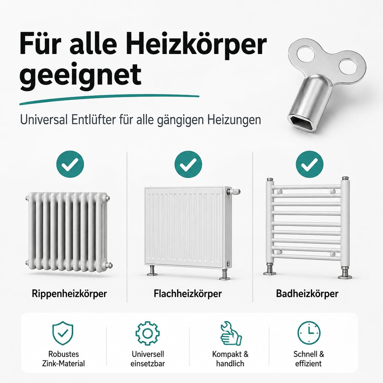Detalle de repairr avluftningsnycklar för radiatorer, 4-pack med fyrkantig standarddesign