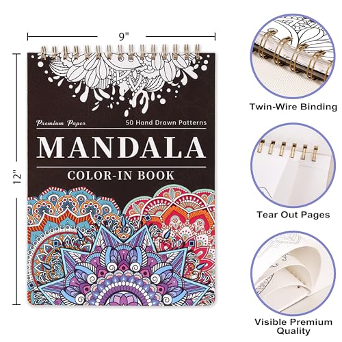 Thumbnail 3 de Mandala Coloring Book for Adults 9" x 12" 📘