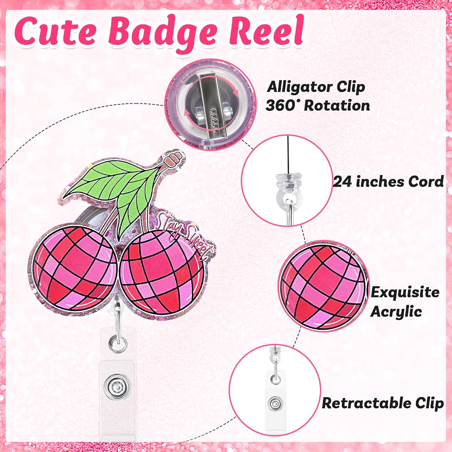 Thumbnail 2 de Retractable Nurse Badge Reel with 24-Inch Cord