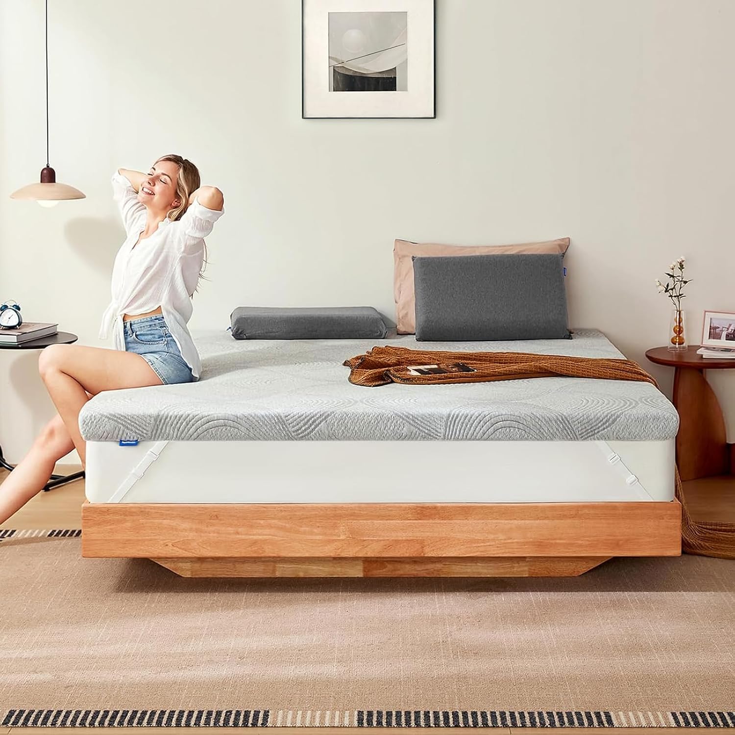 Detalle de NewentorLife 7cm Topper 160x200cm H3/H4 – atmungsaktiv, ÖKO-TEX zertifiziert und waschbar