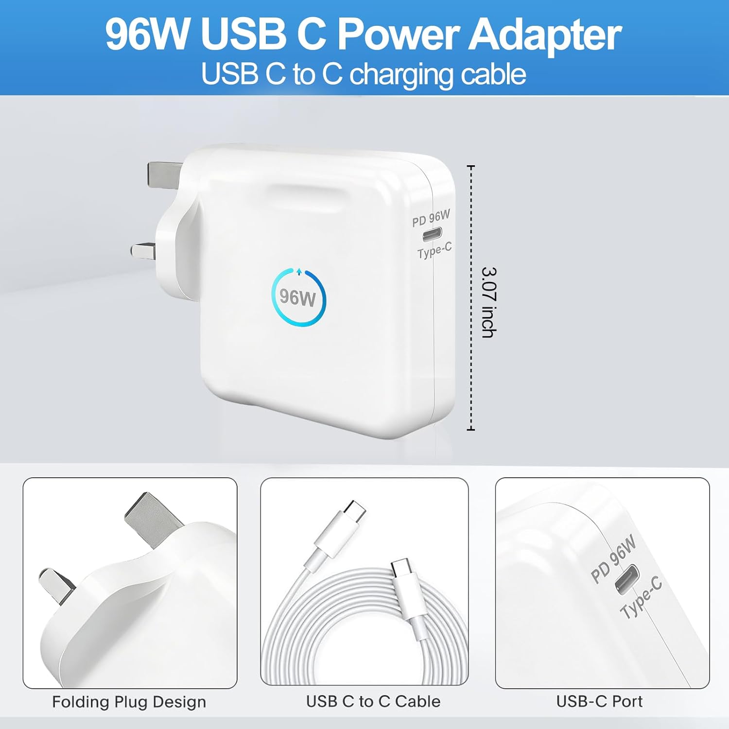 Thumbnail 6 de 96W USB C Super Fast Charger for MacBook Pro/Air and USB-C Devices