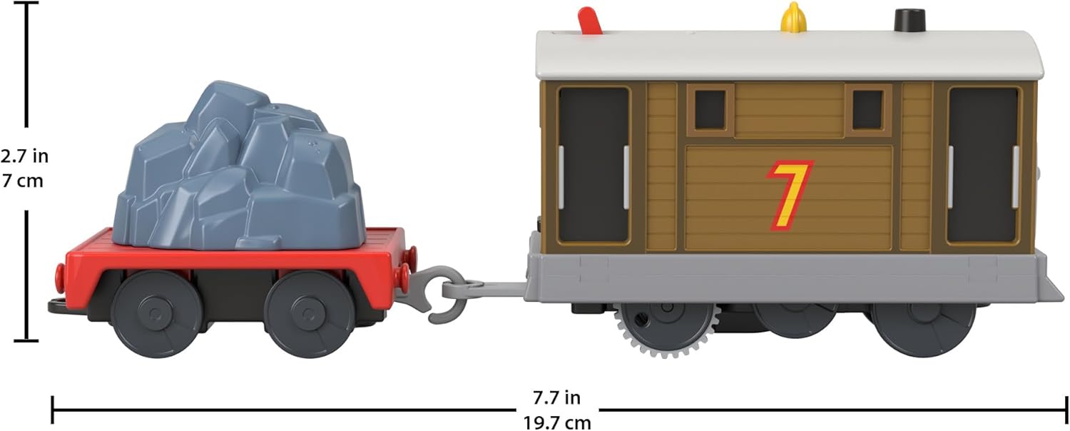 Detalle de Thomas & Friends Motorised Toy Train Toby (HTN30) with Battery Power and Cargo Car, ages 3+
