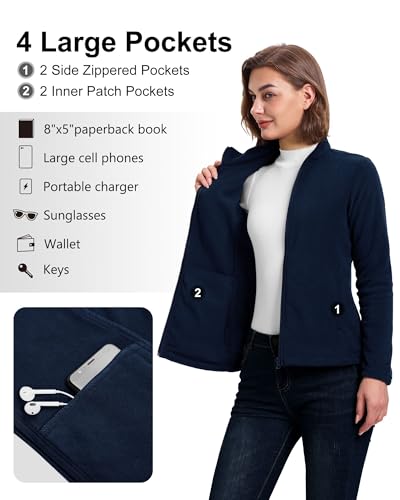 Detalle de 33,000ft Women's Lightweight Fleece Jacket, Full Zip, Dark Navy Blue, Size S