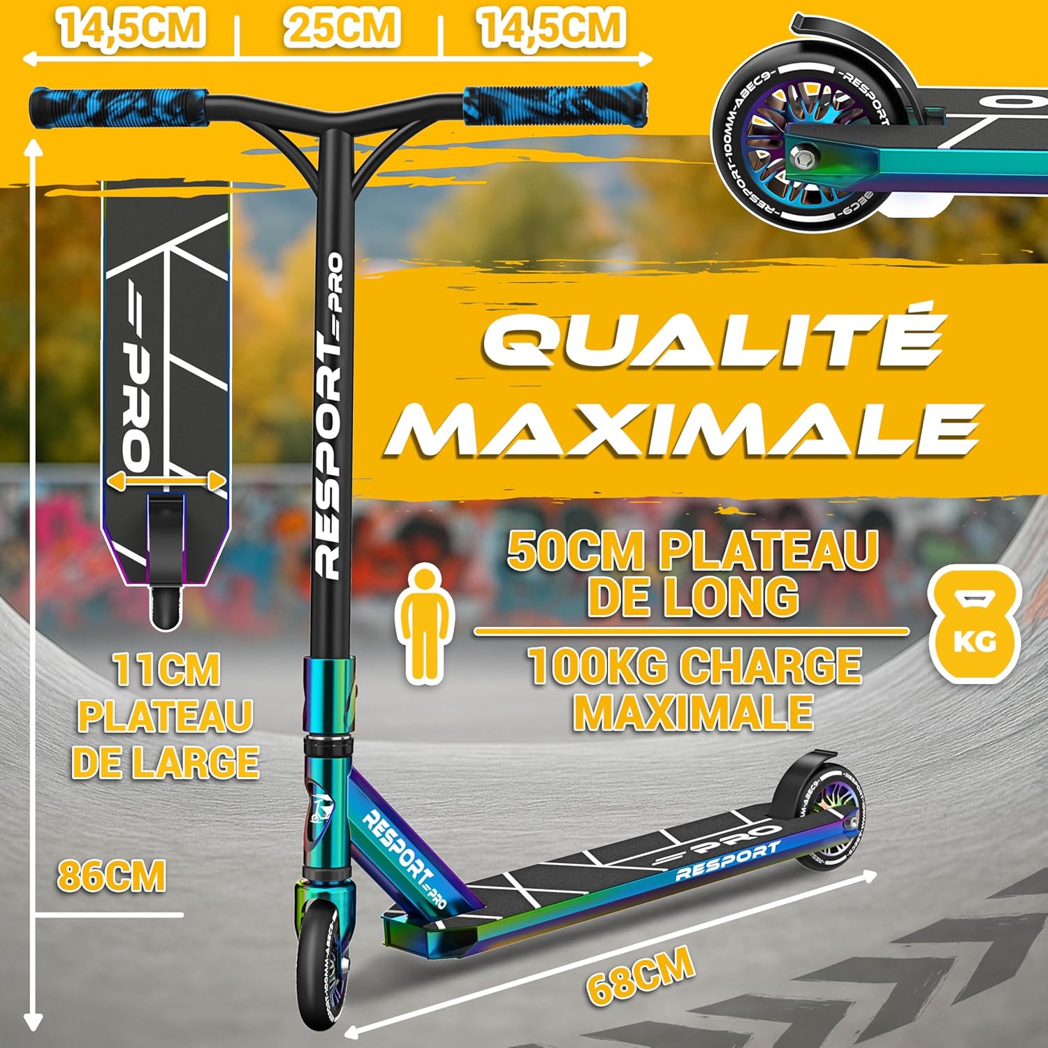 Thumbnail 6 de RE:SPORT Trottinette Stunt Revo Pro – sécurité et polyvalence pour enfants et adultes