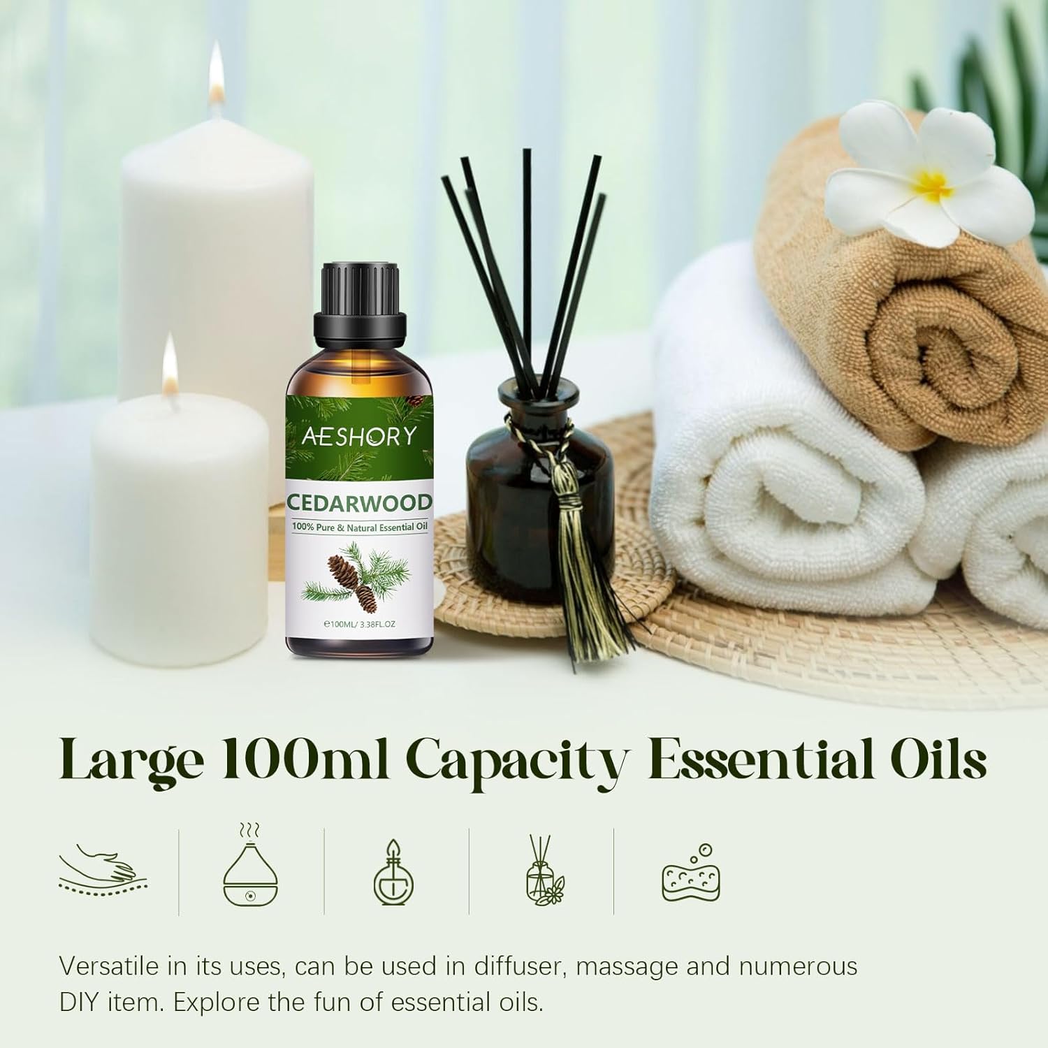 Thumbnail 3 de AESHORY Cedarwood Essential Oil 100ml (100% pure cedarwood oil) for diffusers, aromatherapy and DIY