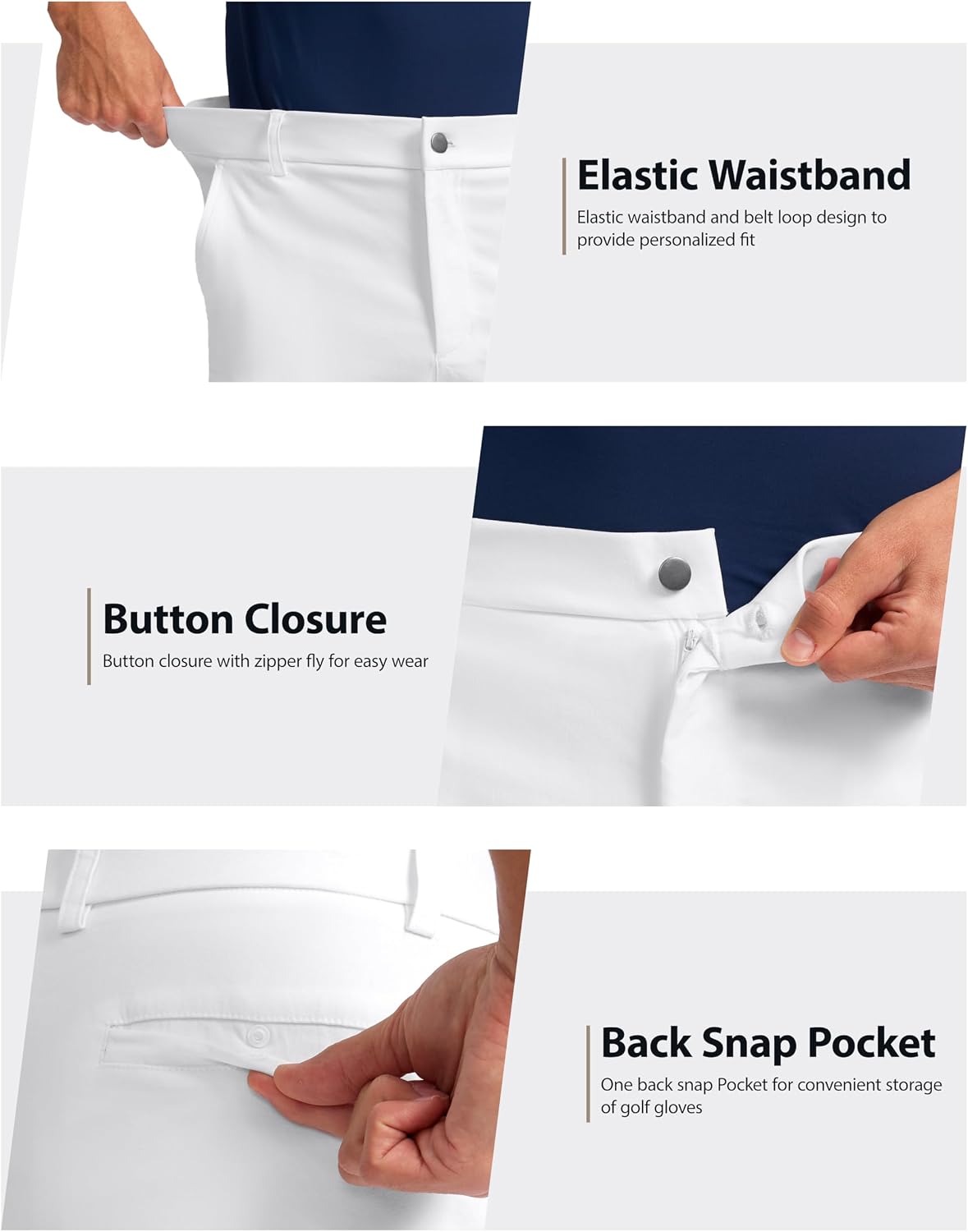 Detalle de Pudolla Men's Casual Shorts 7/9 Inch Golf Shorts Stretch with 4 Pockets
