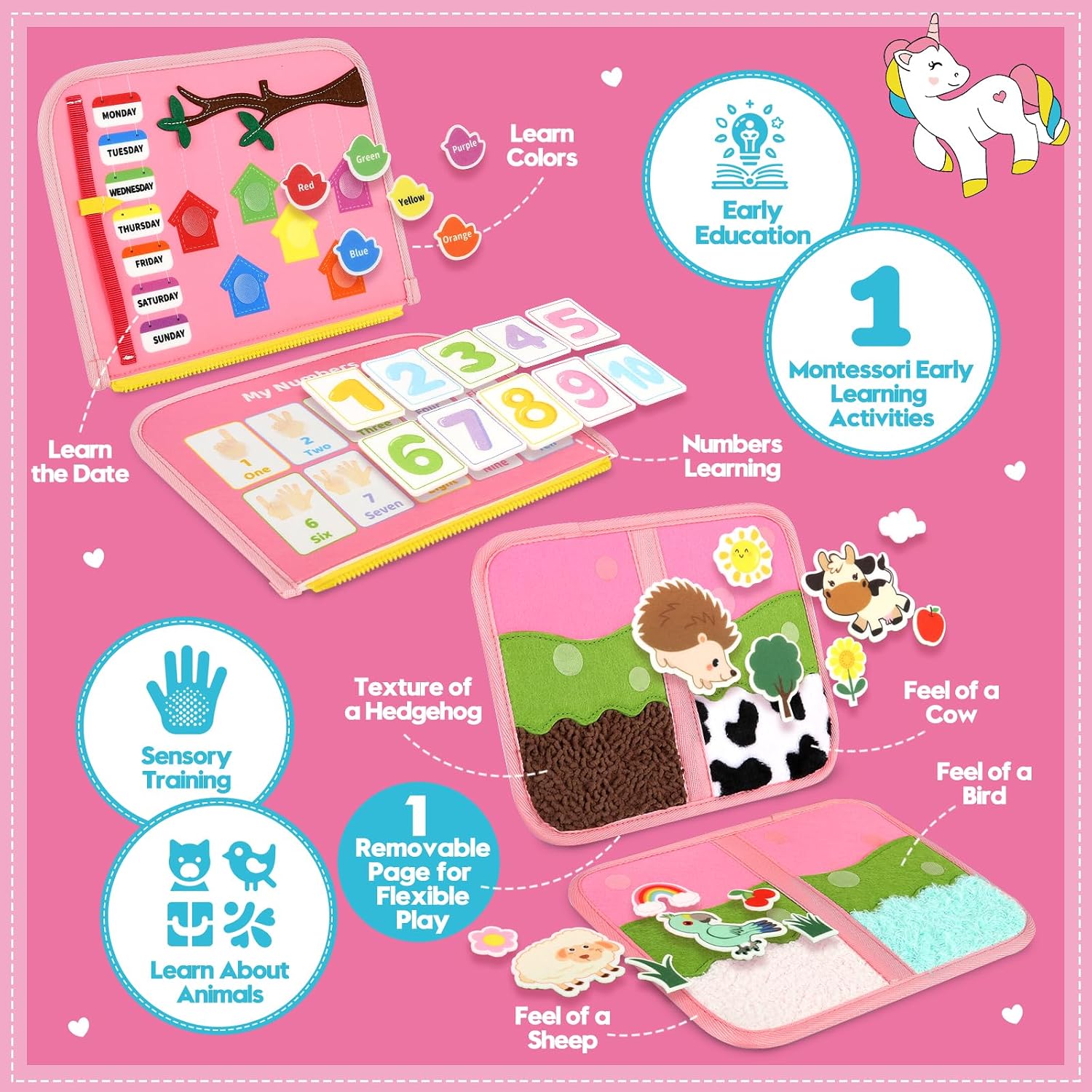 Thumbnail 6 de Toddler Sensory Busy Board Travel Toy Activity Book (Ages 3–4) for Fine Motor Skills