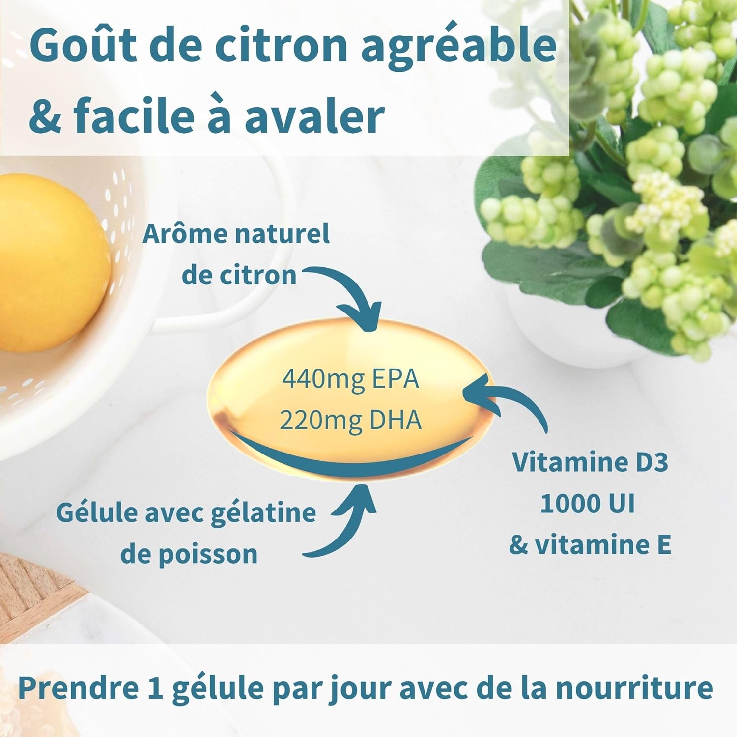 Thumbnail 6 de Igennus Haute Concentration Omega 3 Huile De Poisson Sauvage & D3 – 660 mg EPA/DHA, 60 doses, arôme citron