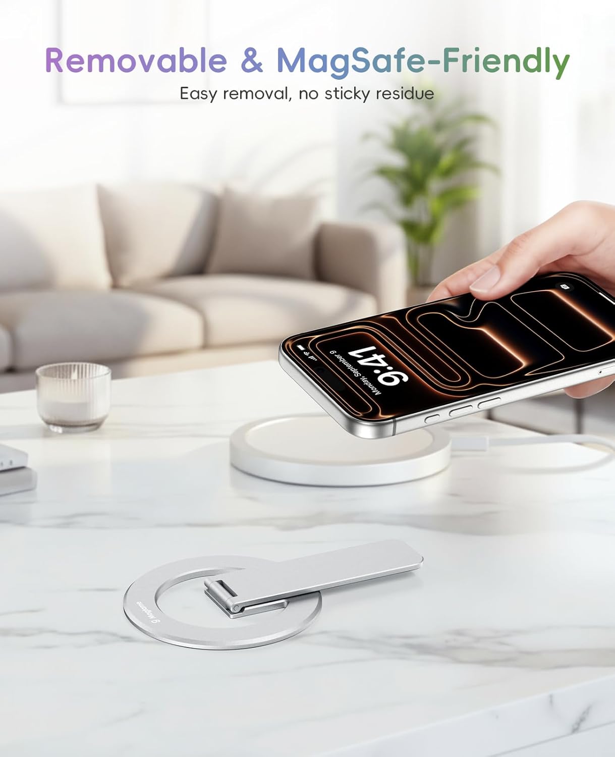 Thumbnail 6 de Magtame supporto magnetico Mag-Safe 3 in 1 ultra sottile (argento) per iPhone 17/16/15