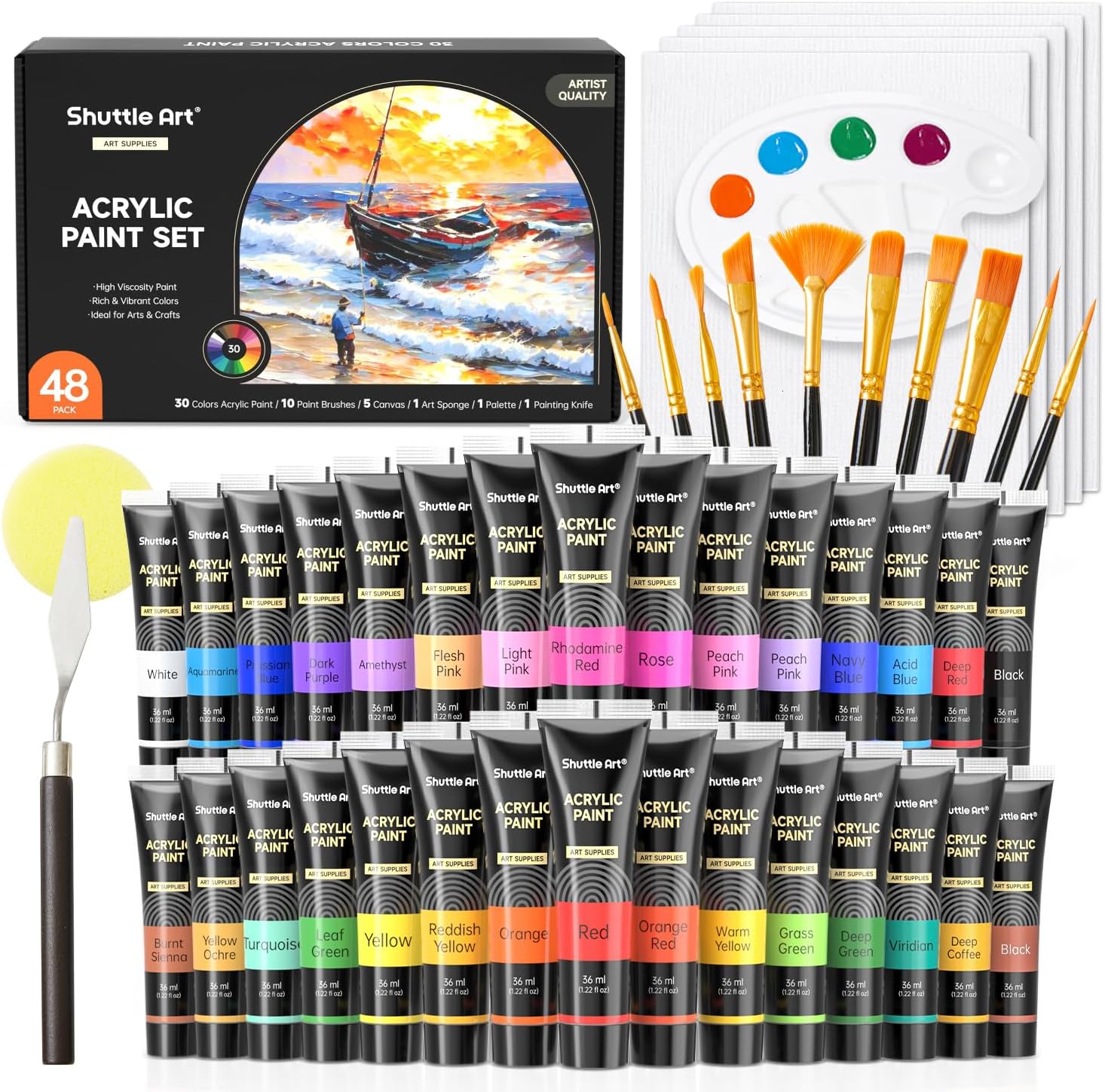 Detalle de Shuttle Art 48PCS Kit Pintura Acrílica