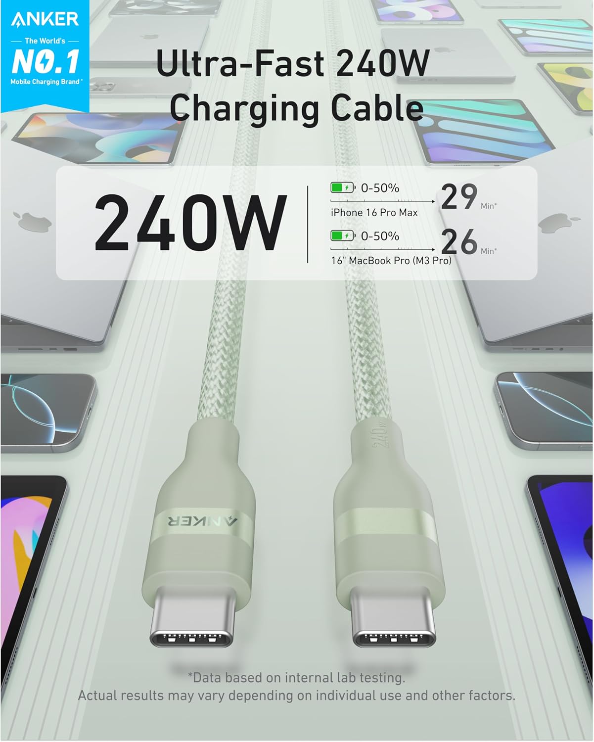 Detalle 2 de Anker Cable USB C a USB C 240 W 1,8 m