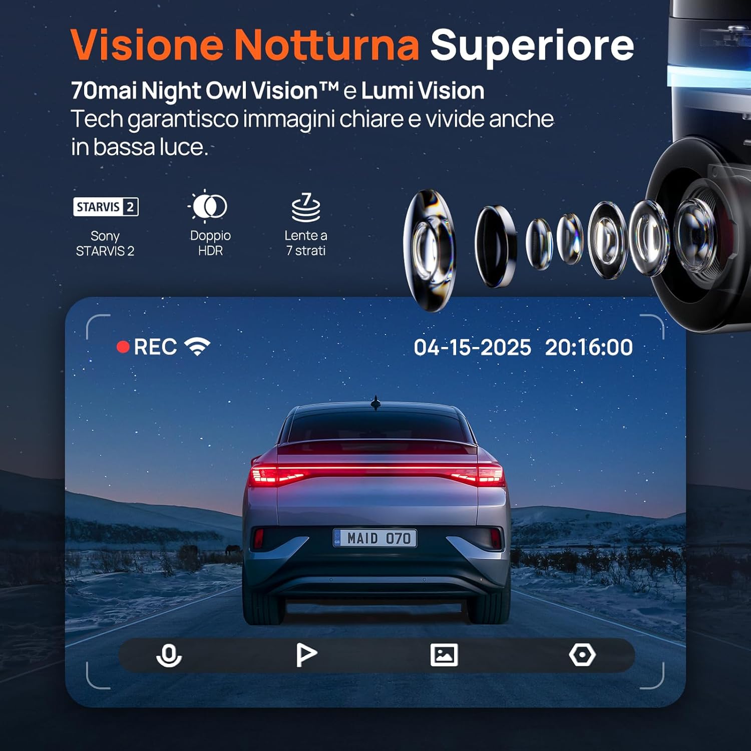 Detalle de 70mai Dash Cam 4K Omni 512GB