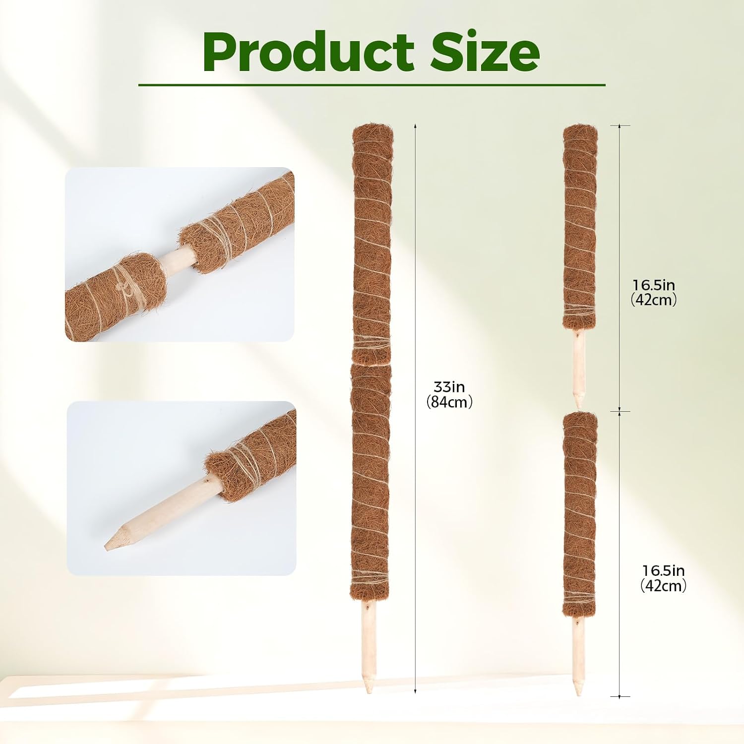 Detalle de Bamworld CAYJ-TXZ-2Pcs 16.5-Inch Coir Moss Pole Plant Supports, 2-Pack