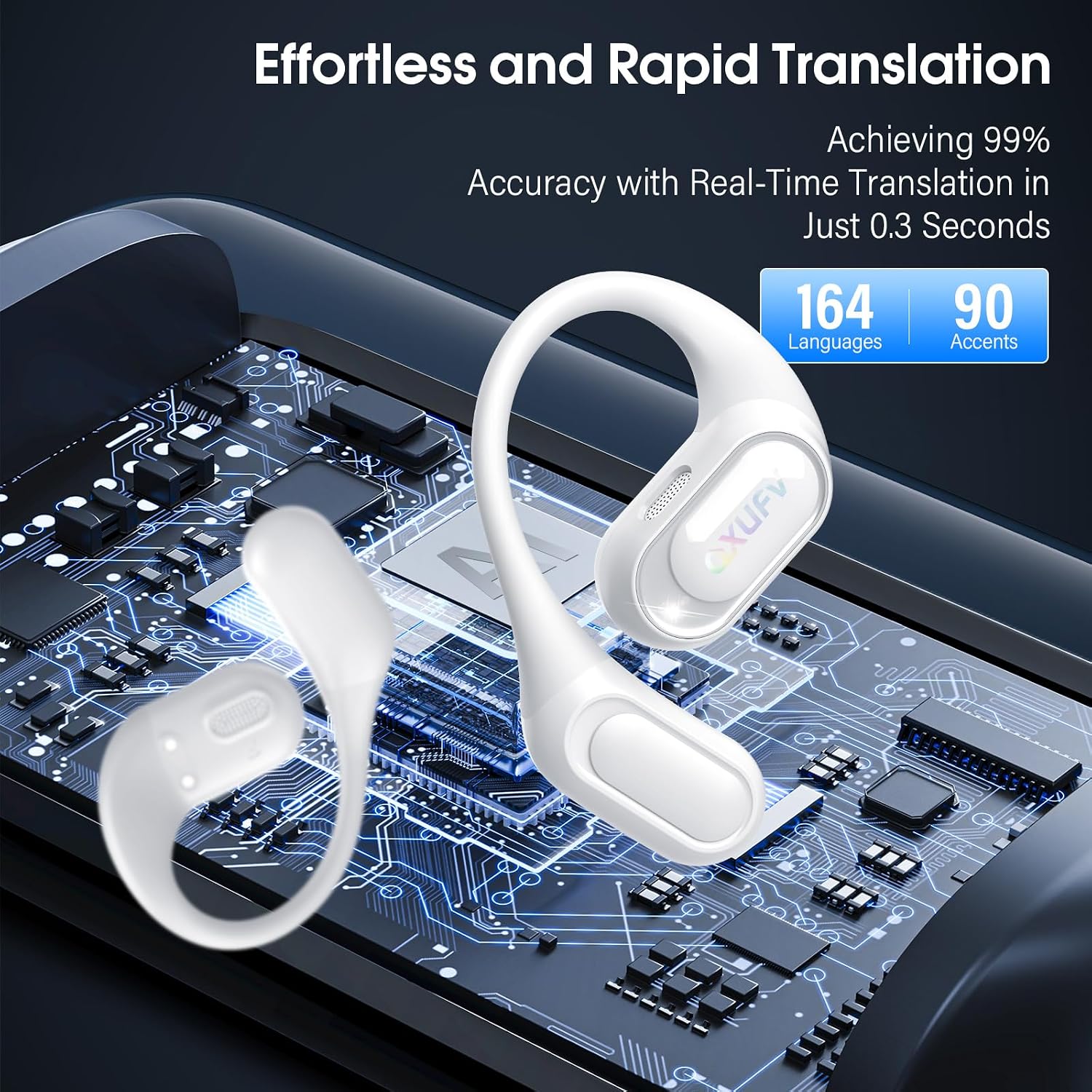 Detalle 2 de Open Ear Headphones: Bluetooth 5.4 Wireless Earbuds with Live Translation & 50H Power Display