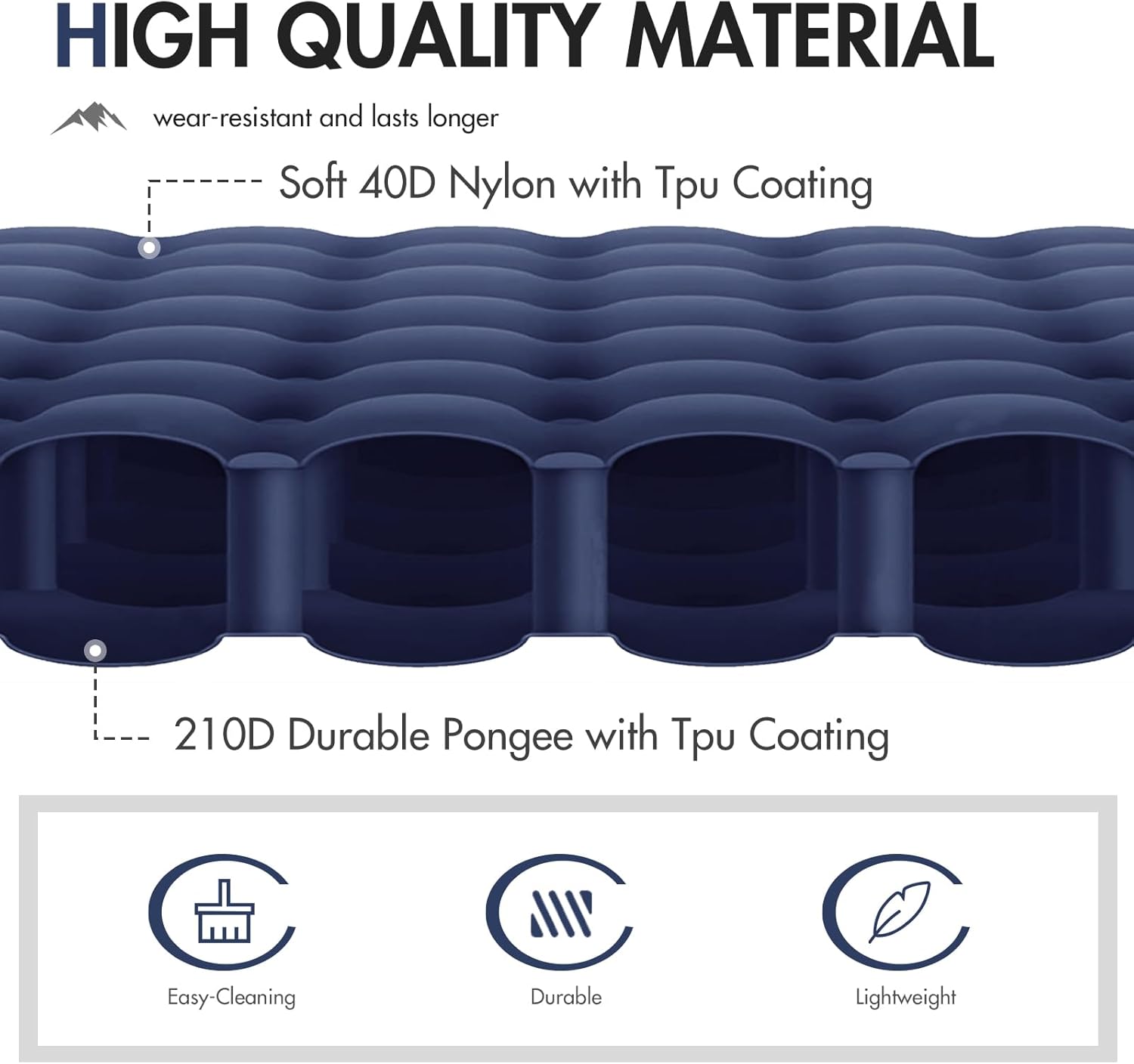 Thumbnail 5 de Portal single camping mattress (10cm thick) with built-in foot pump and pillow, inflatable sleeping pad