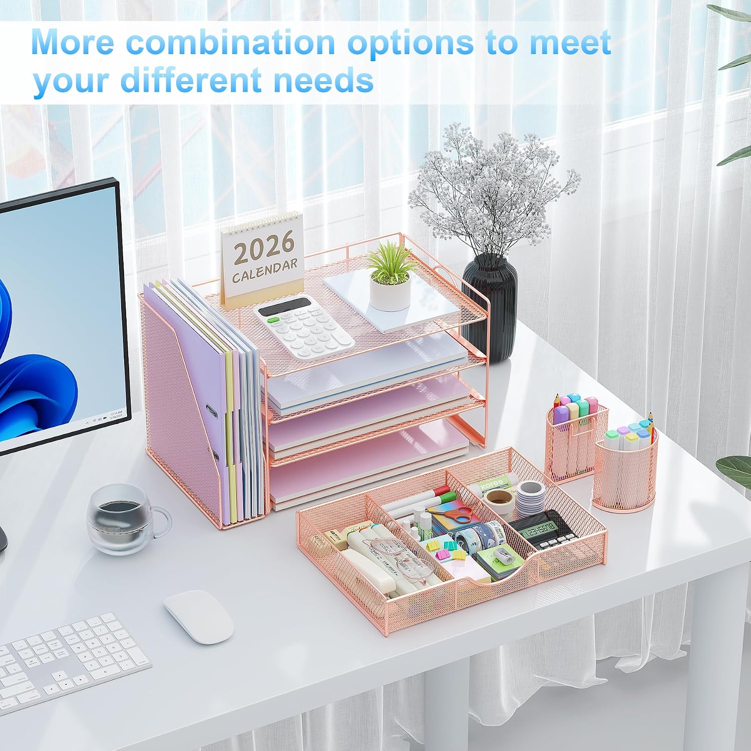 Thumbnail 2 de gianotter 4T-2 4-Tier Metal Desk Organizer with Drawer, Rose Gold