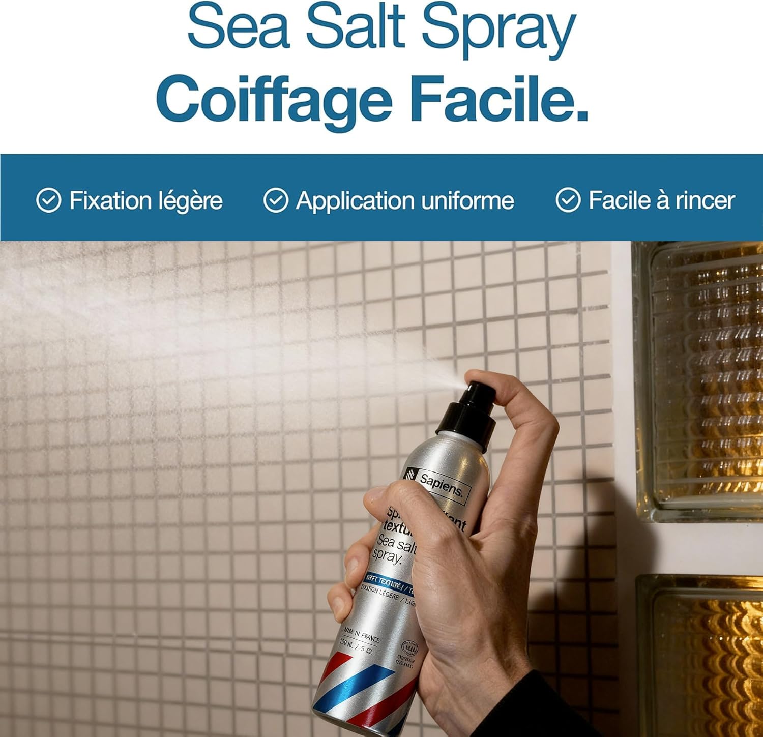 Thumbnail 1 de Sapiens Sea Salt Spray – Spray Eau de Mer Bio pour Cheveux en France : Texture, Volume et Finition Marine