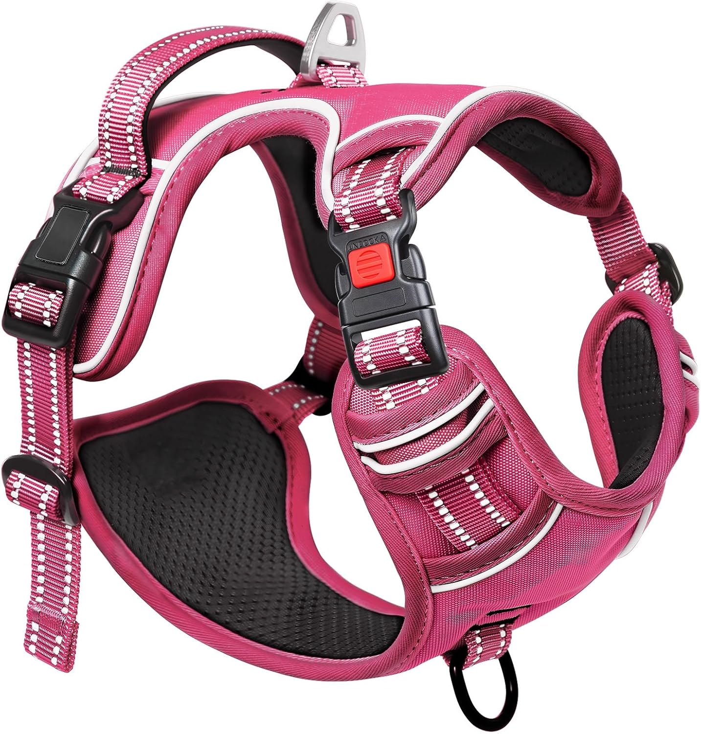 Thumbnail 6 de HEELE Hundegeschirr Gr. L – verstellbares Brustgeschirr mit reflektierenden Streifen, Quick-Snap-Verschluss, offener Halsbereich, Fuchsia