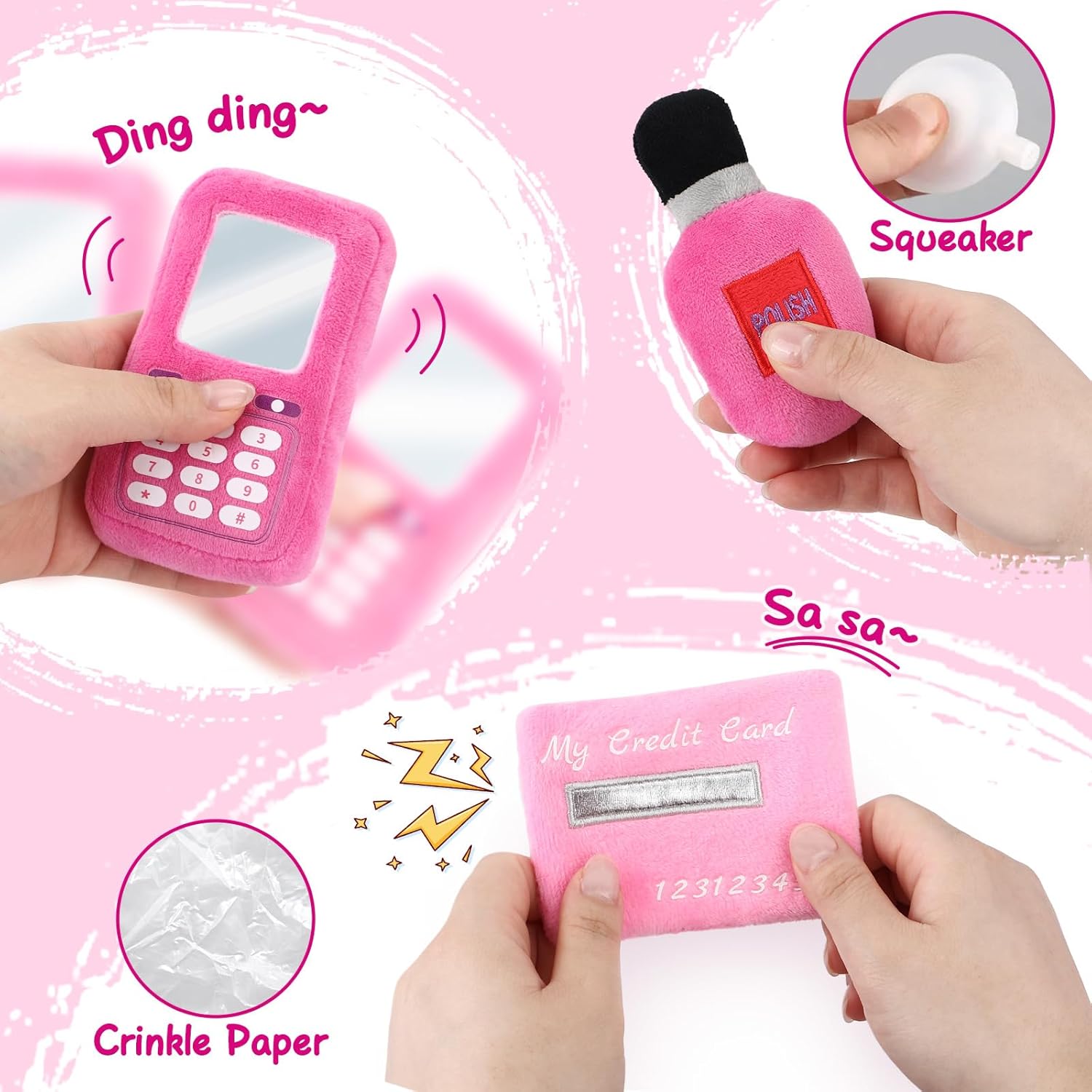 Thumbnail 2 de Toylink Geschenk Mädchen Handtaschen-Set (2–5 Jahre) mit Plüsch-Handtasche, Sound-Handy und Make-up-Zubehör – Rosa