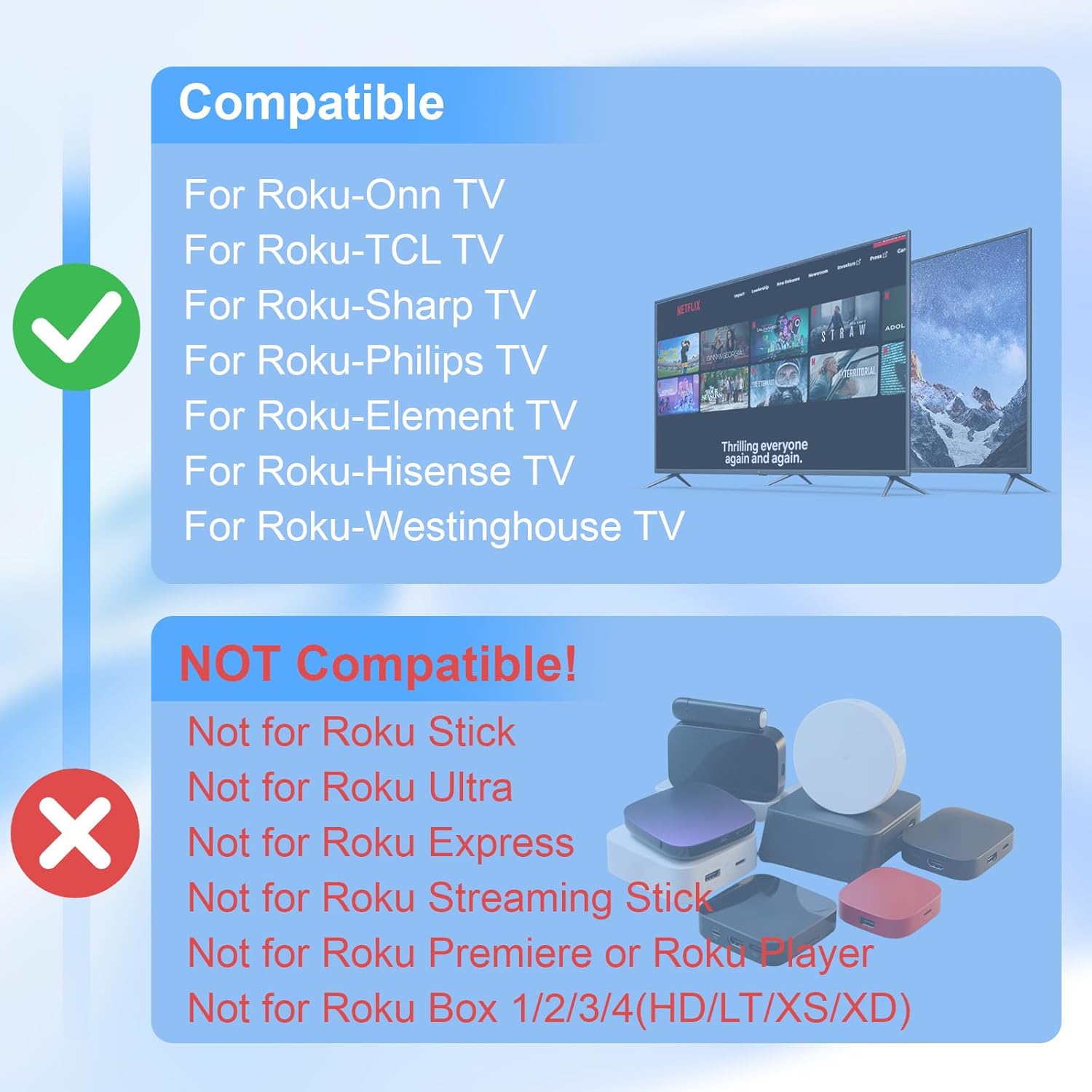 Detalle de (3 Pack) Replacement Remote for Roku TV Remotes — Plug and Play Replacement for Onn, Hisense, TCL, Westinghouse, Sharp, Philips, Element