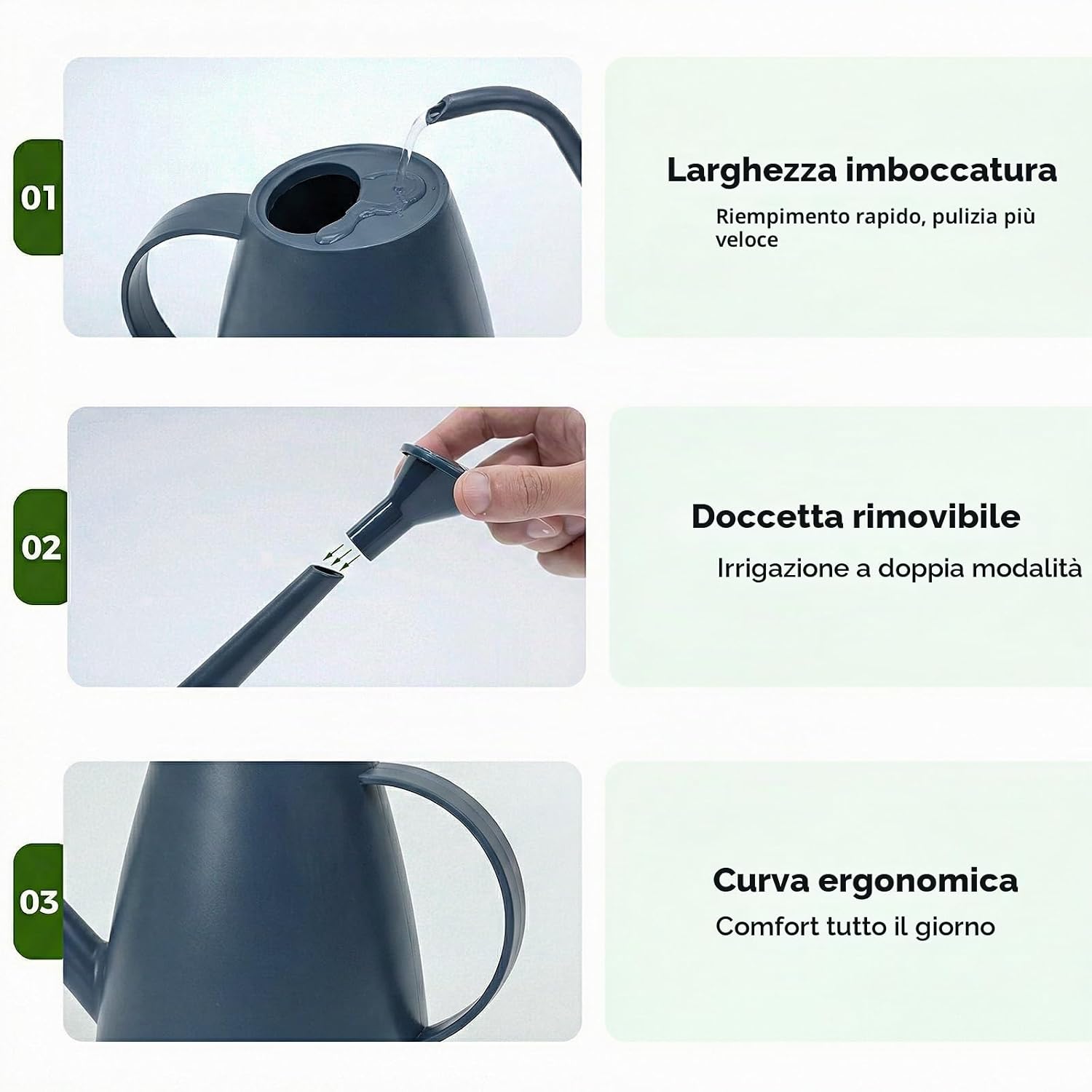 Detalle de Bamworld Annaffiatoio per Piante da Interno 1,8L con Beccuccio Lungo e Doppio Ugello