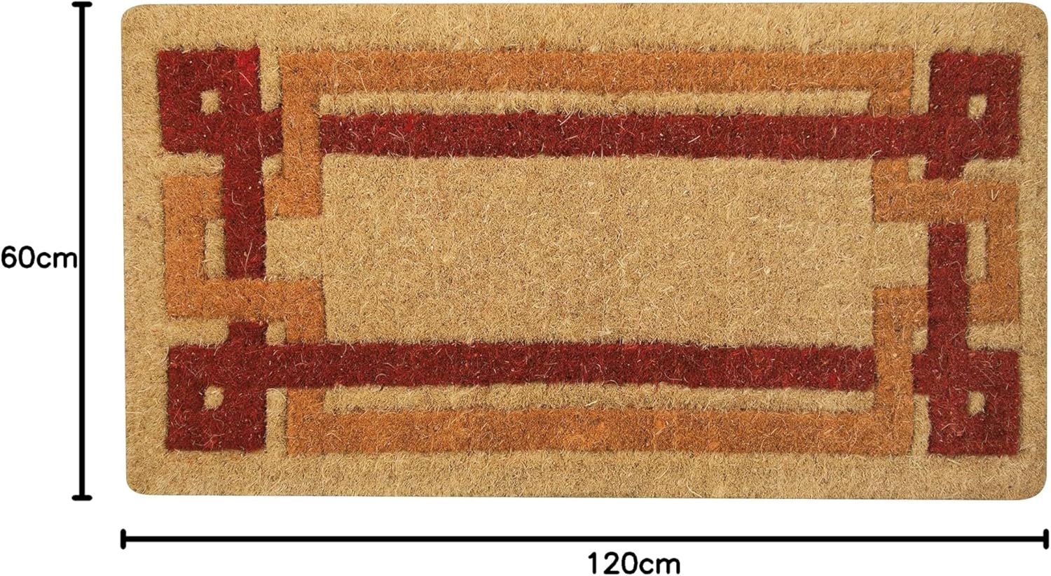 Detalle de OLIVO.shop Imperiale Zerbino cocco naturale alto 4 cm, intrecciato a mano, 60x120 cm – Arancione grecato