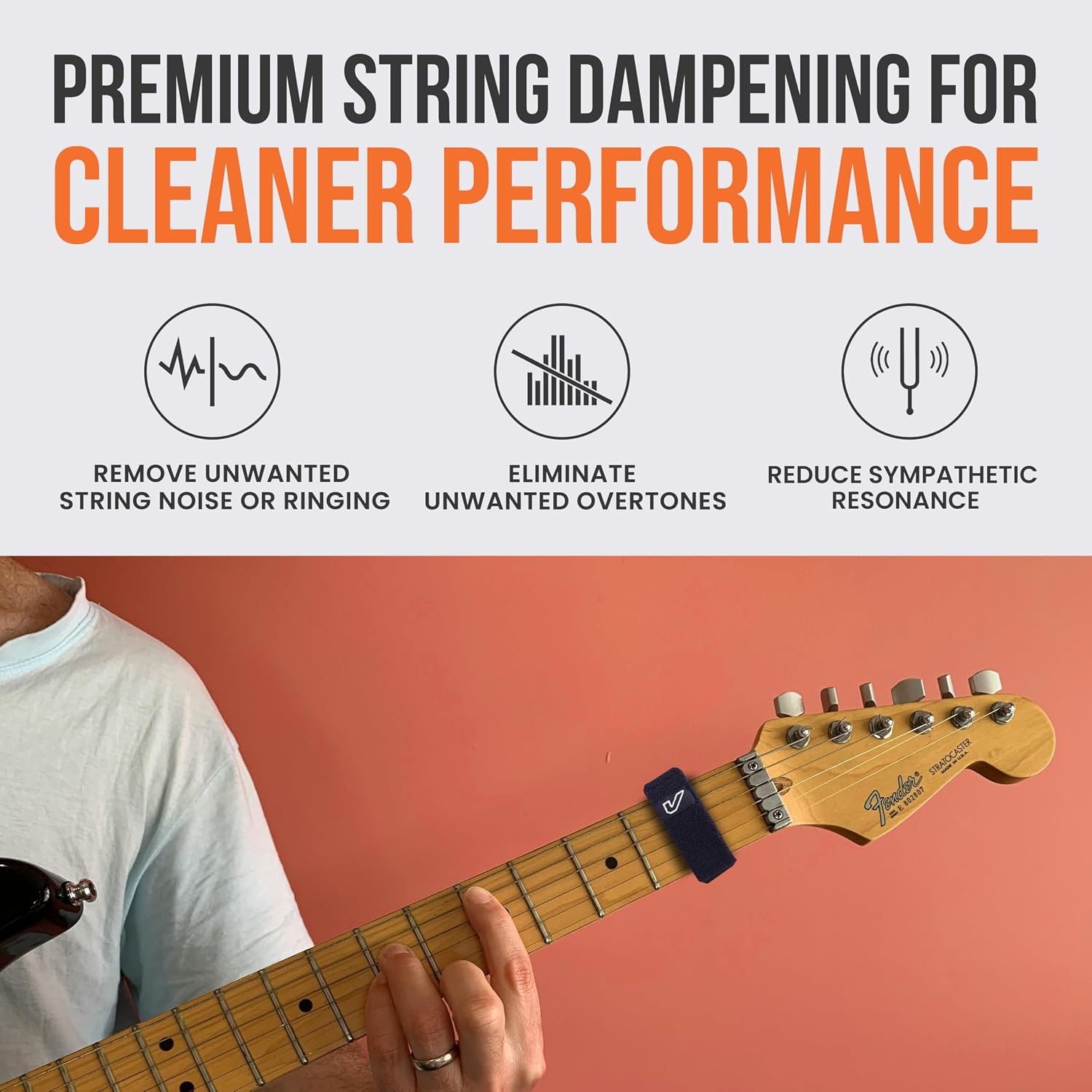 Detalle de Gruv Gear FW-3PK-SM Fret Wrap, 3-Pack String Dampeners, Small Black