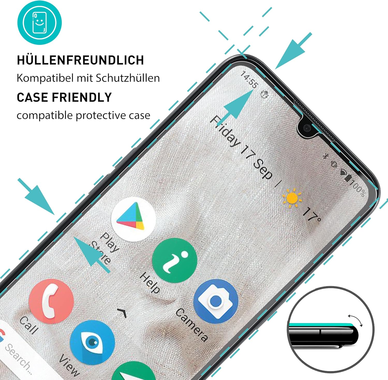 Detalle de SmarTect Tempered Glass Screen Protectors for Doro 8100/8200, 9H, 0.3 mm, 3-Pack