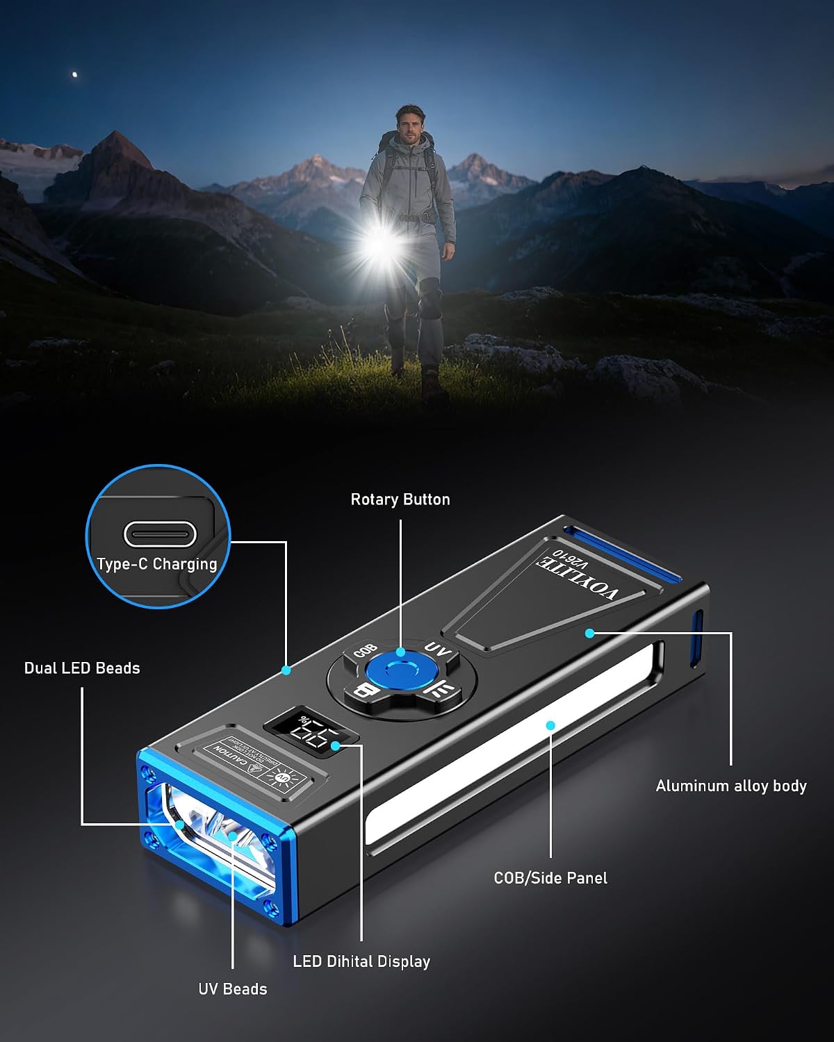Detalle de Voylite EDC Flashlight 2000 Lumens