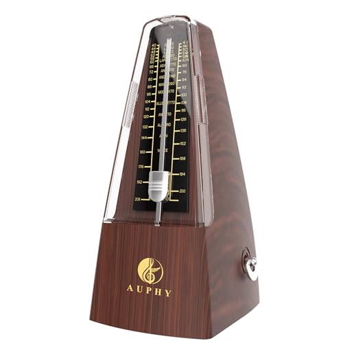 Detalle de AUPHY M350 Classico Metronomo Meccanico con Campana – Versione in Legno con Grammofono e Rimetti Tempo per Pianoforte, Chitarra, Sassofono, Batteria, Clarinetto
