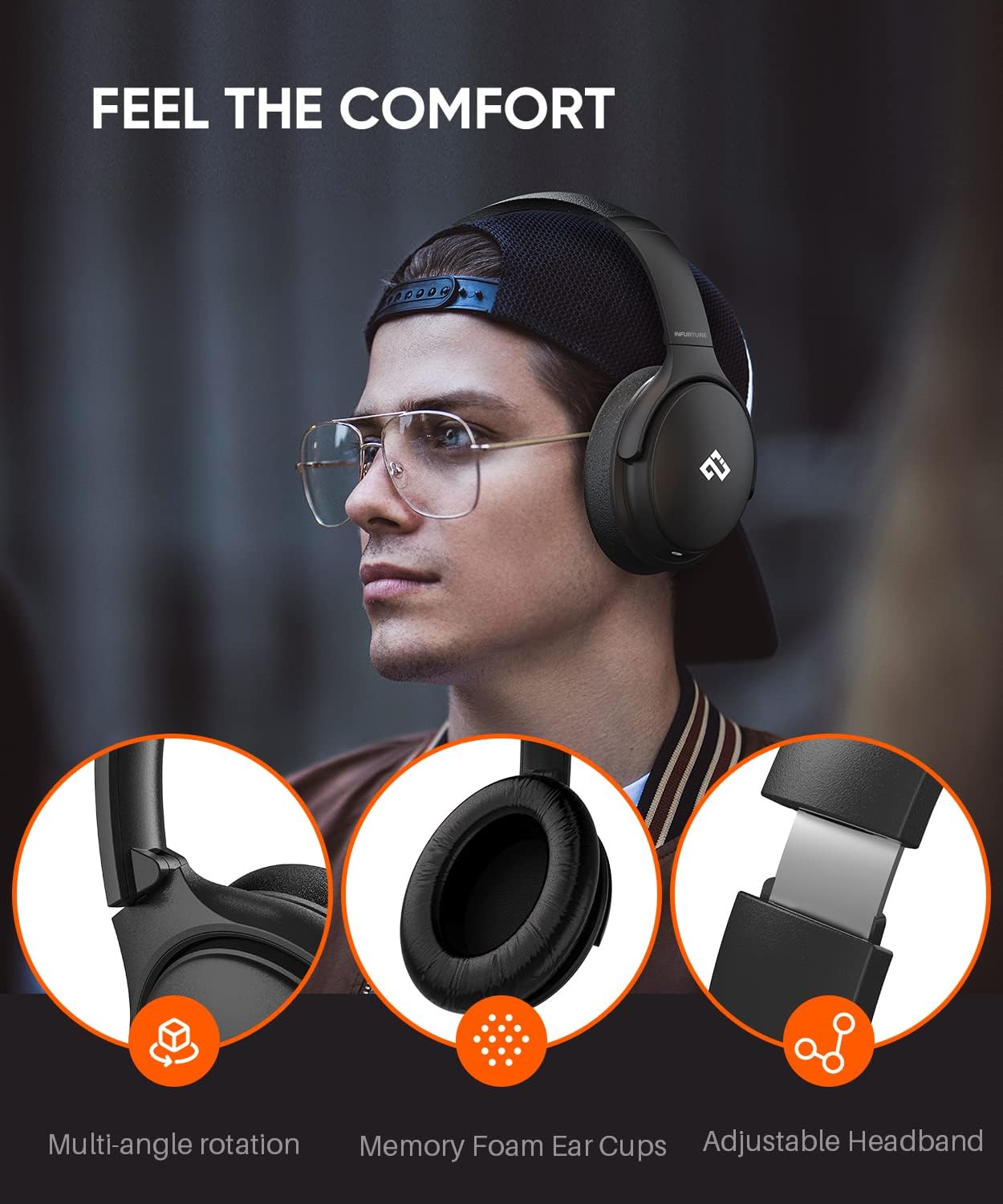 Detalle 2 de INFURTURE H1 ANC headphones, 90H battery