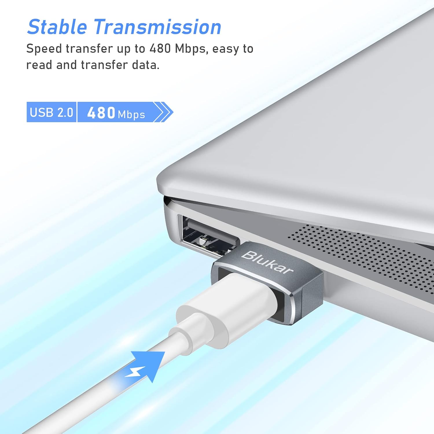 Detalle 2 de Blukar K9307 USB-C Adapter, 3-Pack with 480Mbps Data Transfer