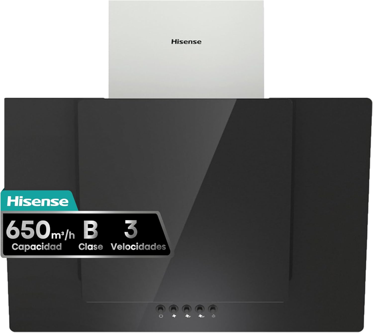Detalle de Hisense CH6IN6BXBG: Campana decorativa de 60 cm con extracción de 650 m³/h y iluminación LED