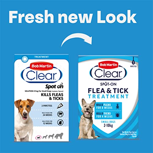 Detalle 2 de Bob Martin Clear Spot On Flea Treatment for Small Dogs (2-10kg) – Kills Fleas & Ticks (3 Pipettes)