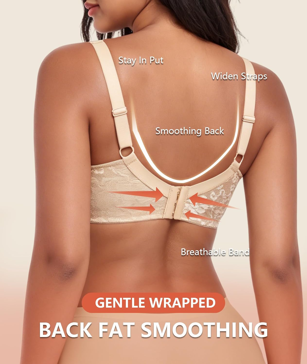 Detalle 2 de UPGAMR Full Coverage Minimizer Bra (wirefree) – lace jacquard, plus size comfort